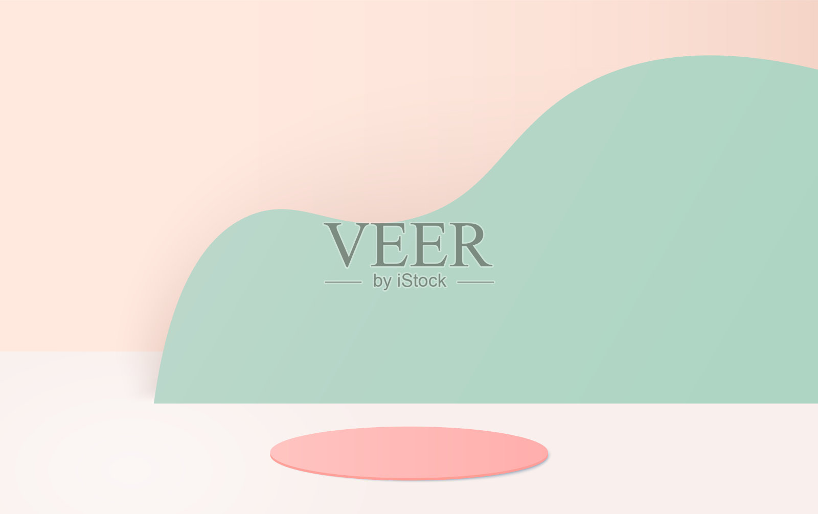 粉红色几何背景与产品讲台。插画图片素材