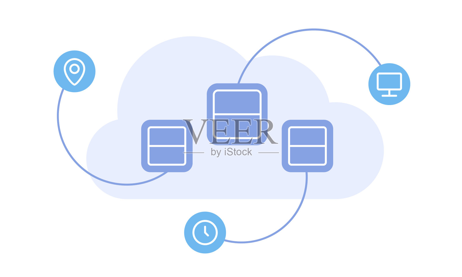 服务器和云平面插图插画图片素材