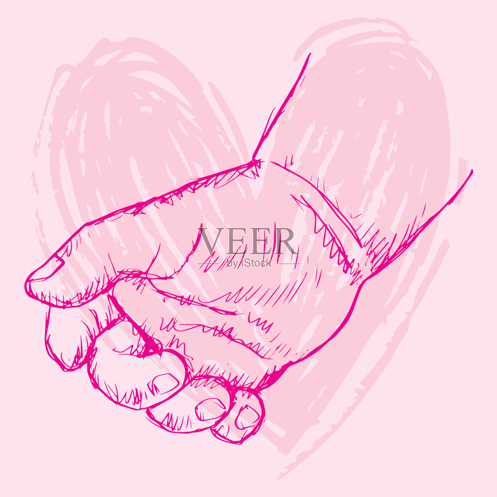 宝宝的手。手绘素描插图。设计元素图片