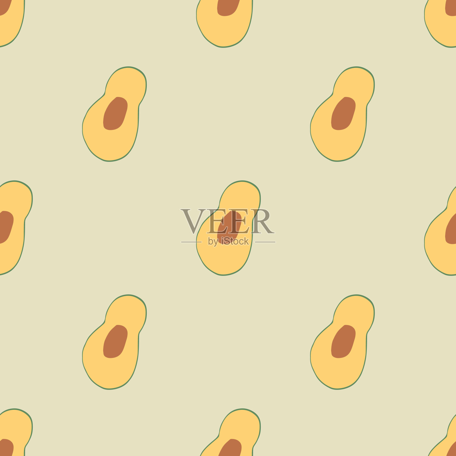 牛油果蔬菜无缝模式。素食健康生物食品背景，素食有机生态产品。矢量图插画图片素材