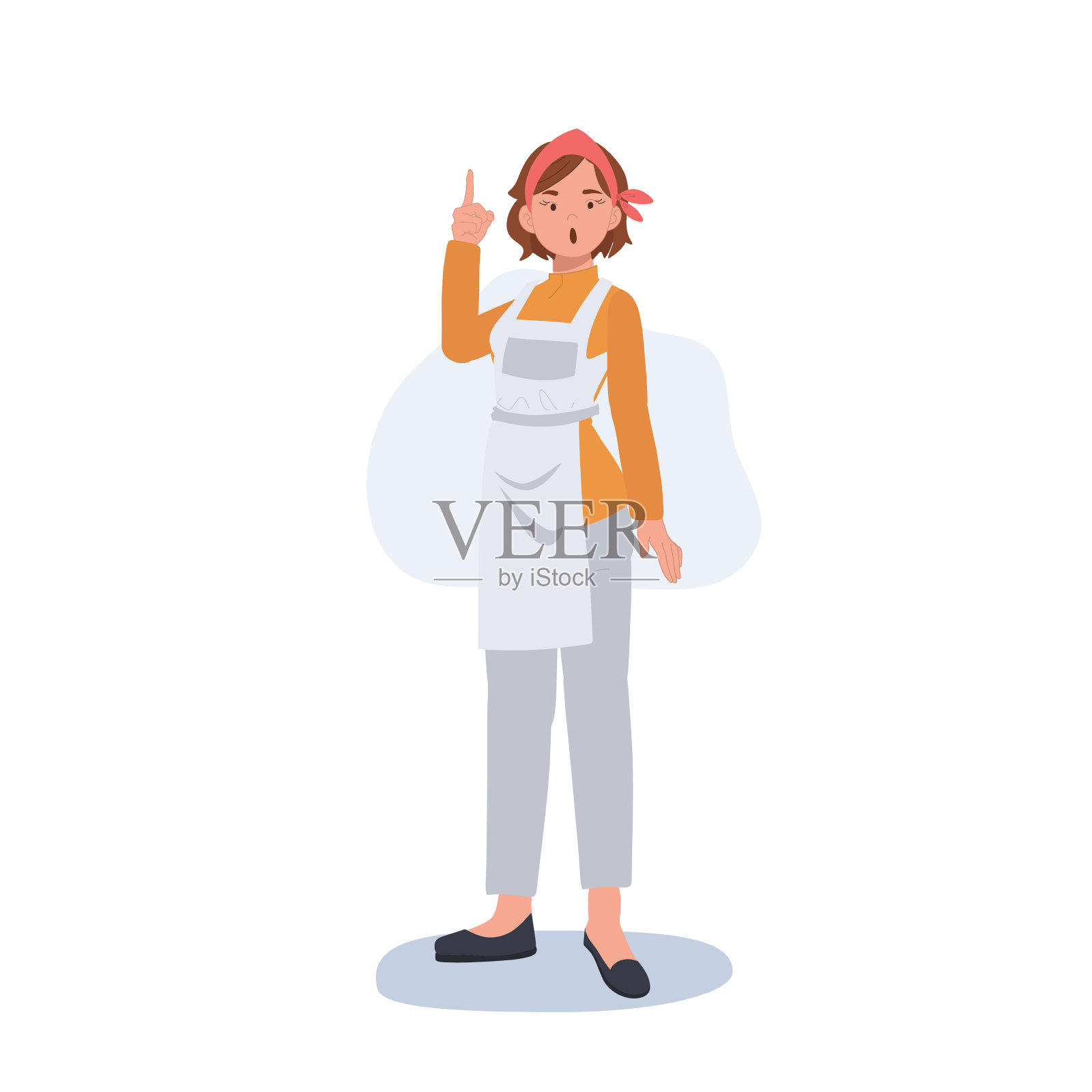 职业清洁员：作为管家工作的女士提供建议，扁平矢量插图插画图片素材