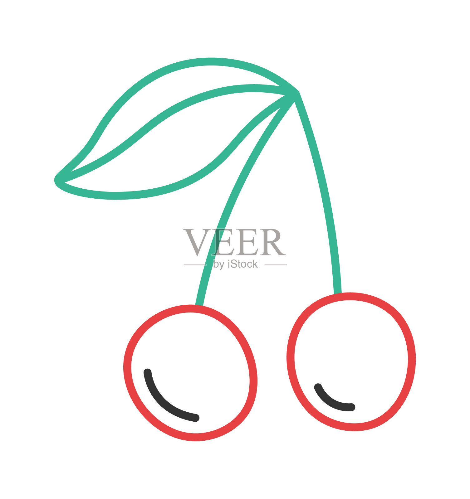 连续的樱桃果线艺术彩色线条设计元素插画图片素材