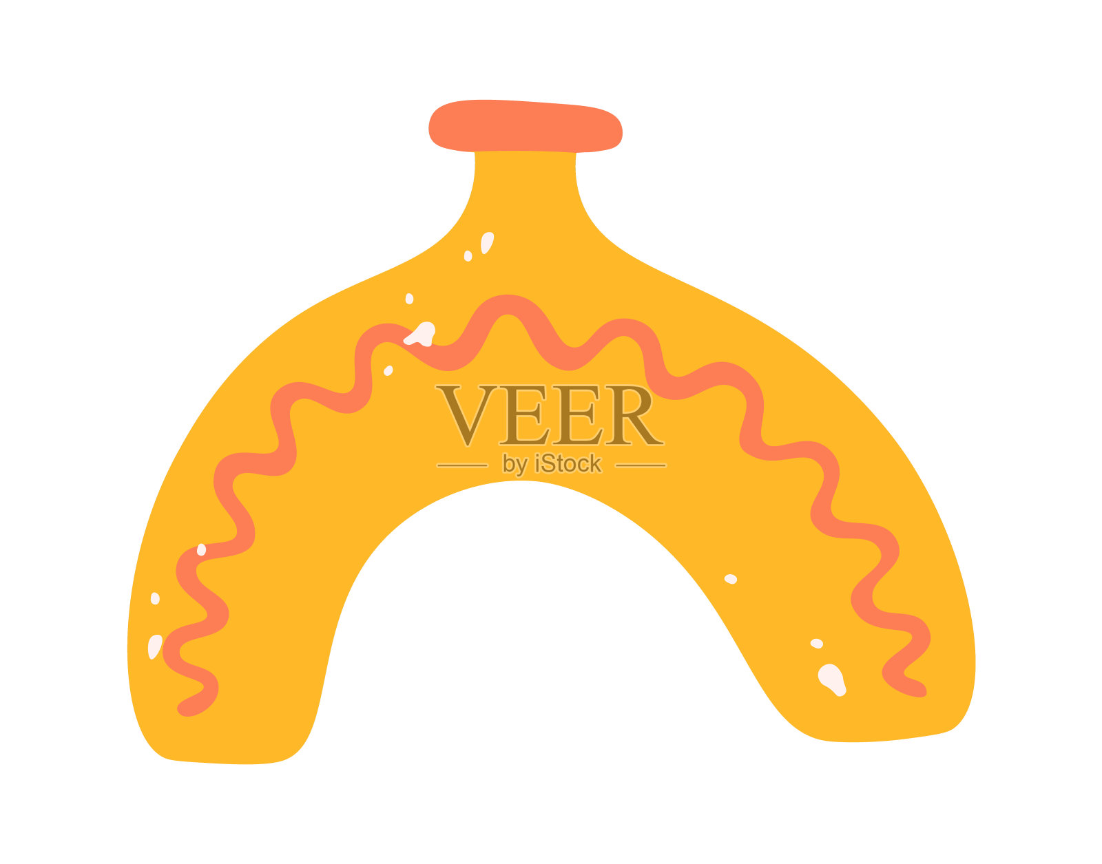 手绘装饰手工花瓶与奇怪的形状平面插图插画图片素材