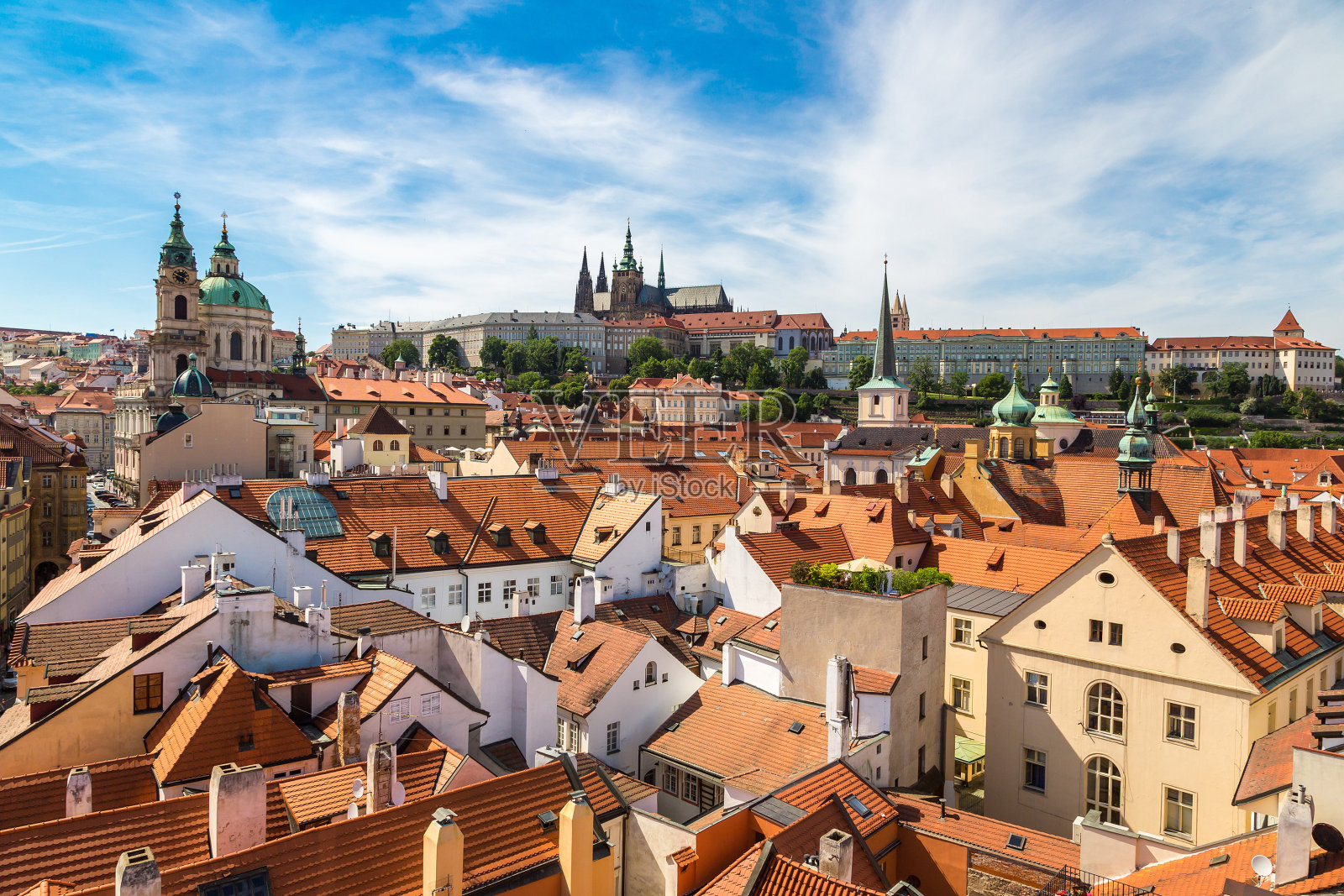 布拉格全景鸟瞰图照片摄影图片