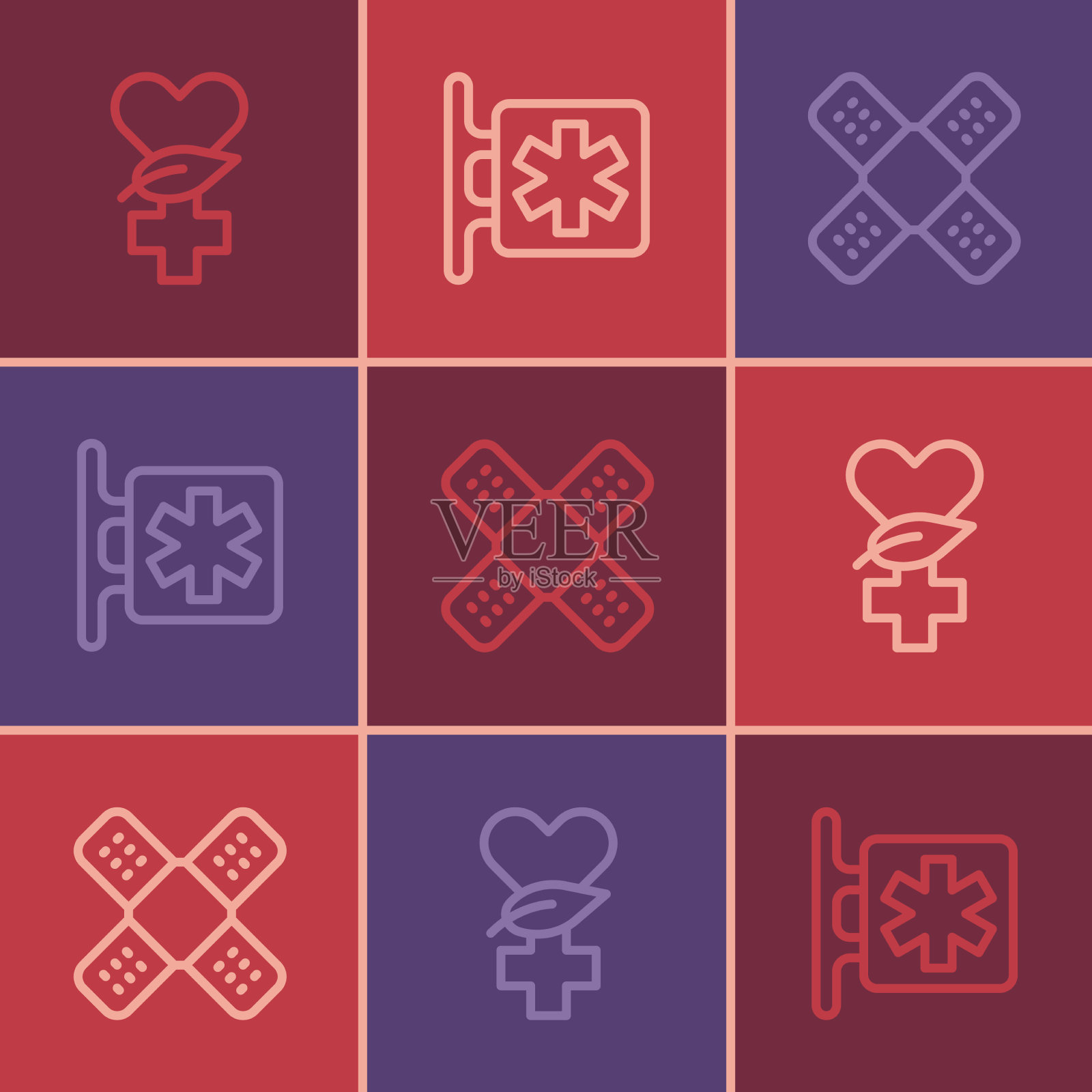 套线民族科学交叉绷带石膏和图标素材