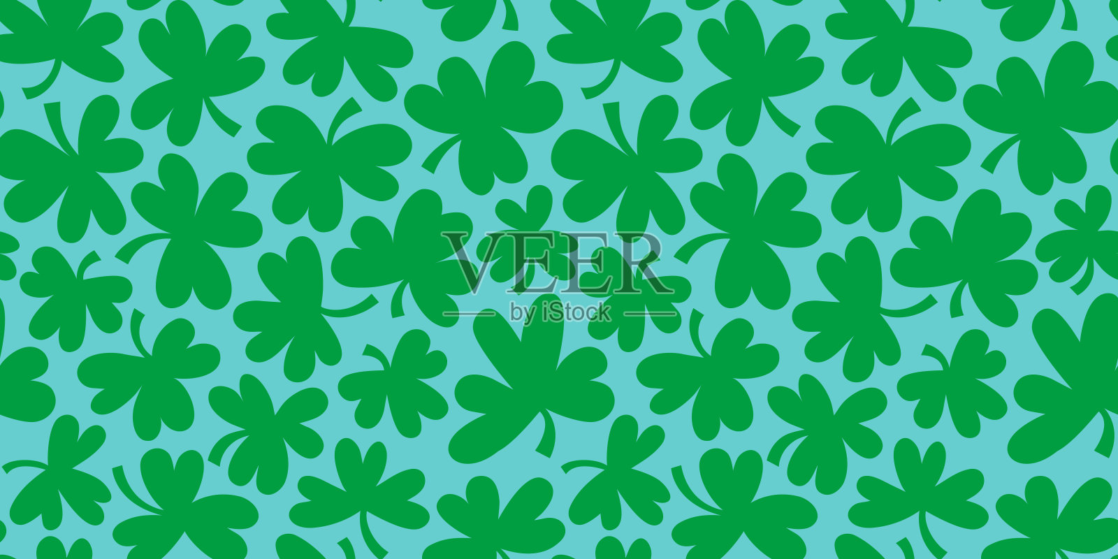 绿色三叶草无缝模式说明插画图片素材