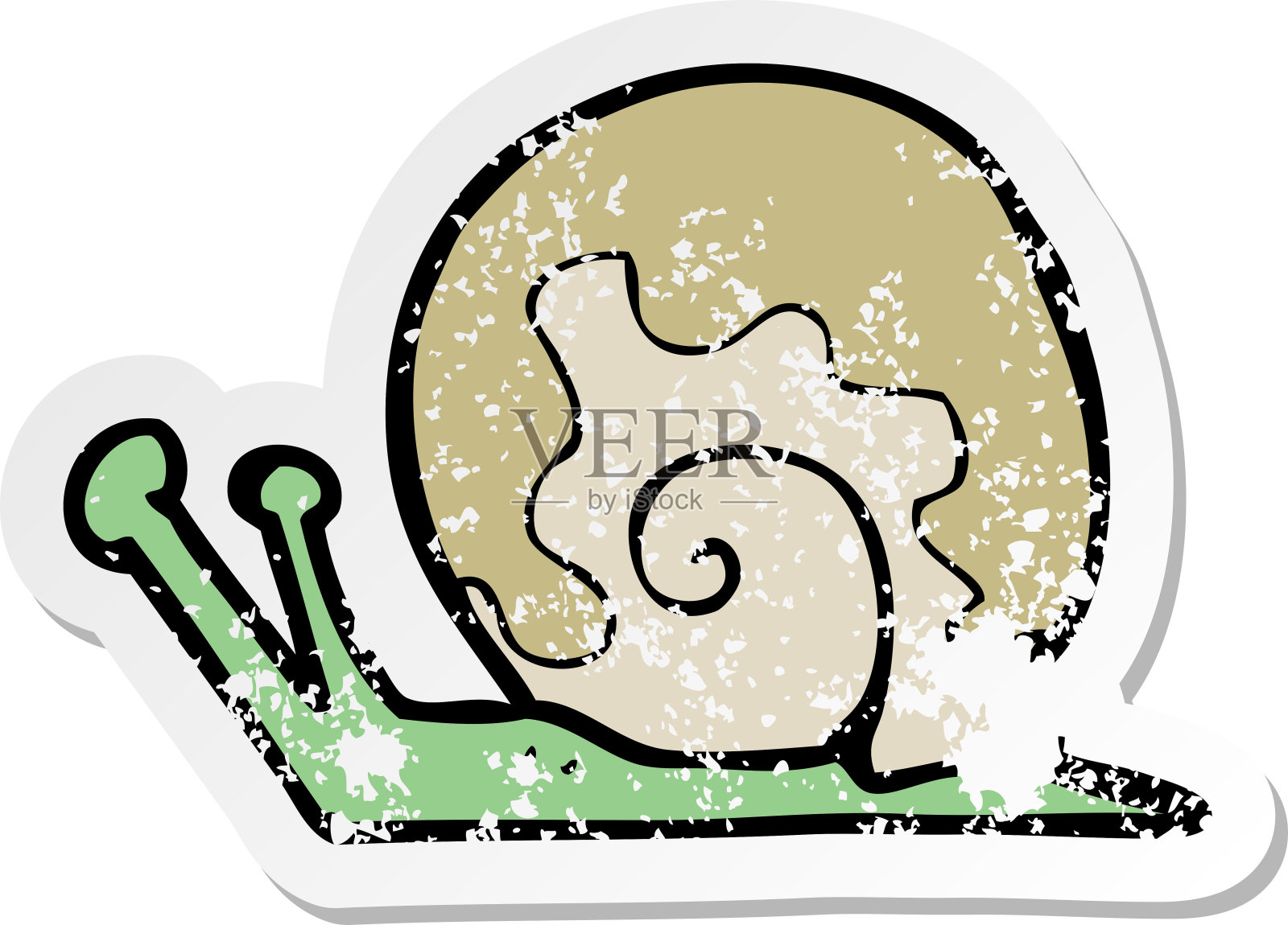 复古心疼贴纸的卡通蜗牛设计元素图片