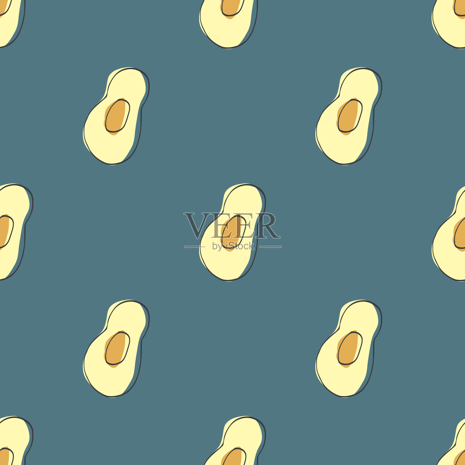 牛油果蔬菜无缝模式。素食健康生物食品背景，素食有机生态产品。矢量图插画图片素材