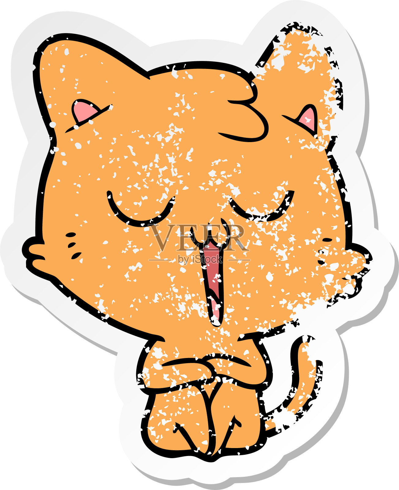 一个卡通猫唱歌的心疼贴纸设计元素图片