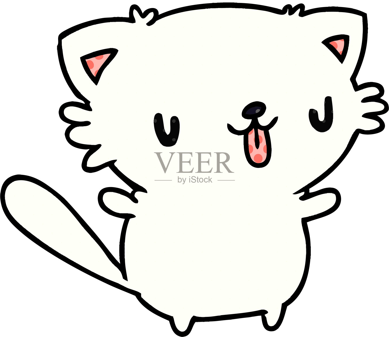 可爱的卡哇伊猫的卡通插图设计元素图片