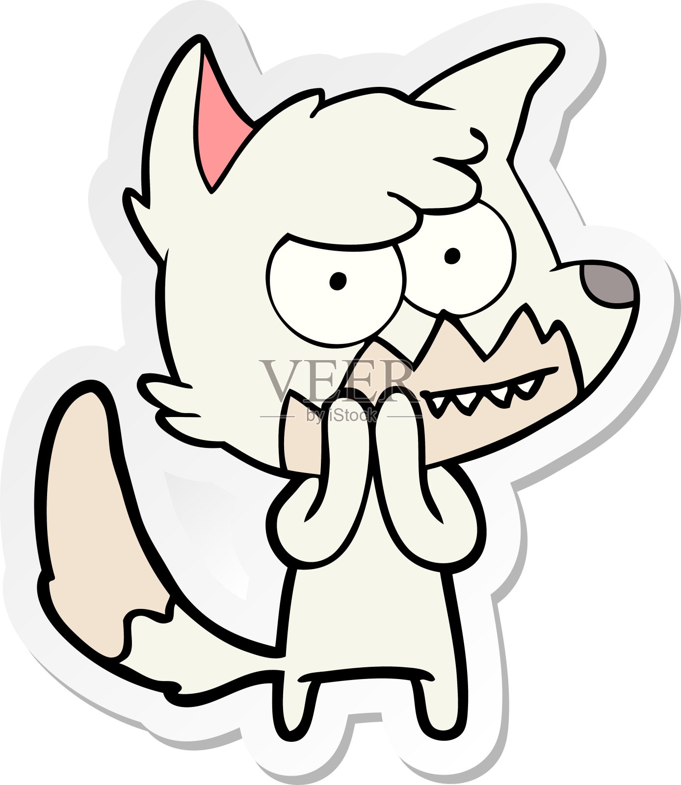 卡通狐狸咧嘴笑的贴纸设计元素图片