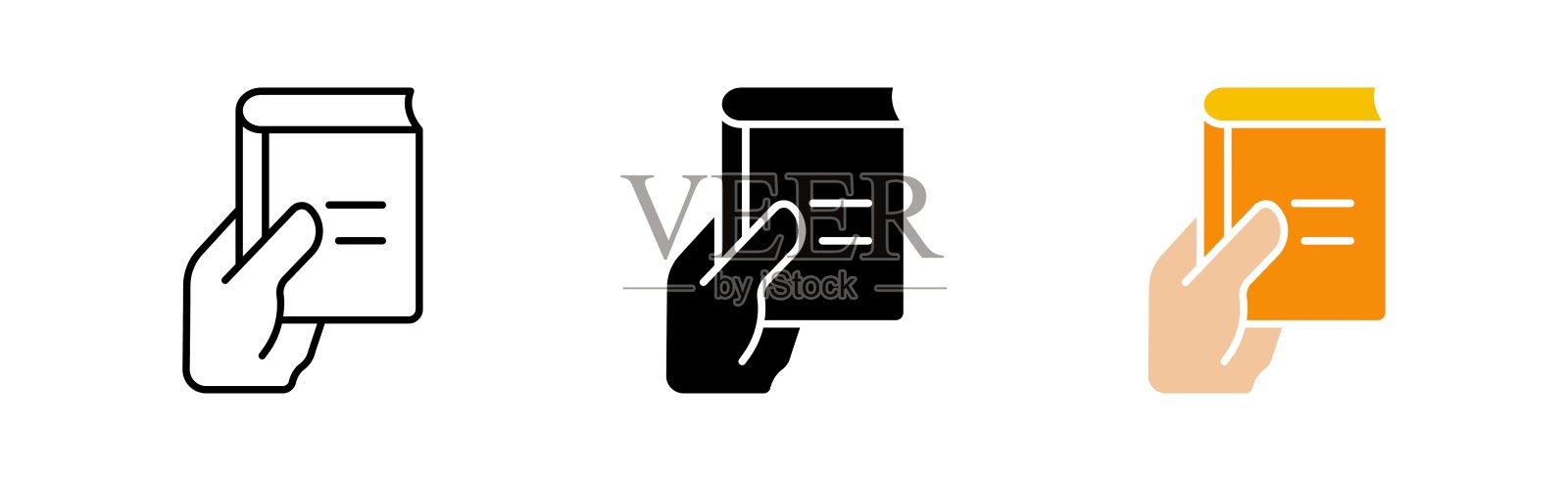 书本图标集：收听、音量、笔记、复选框、标记、勾选、选择、网站、在线、互联网，科技概念，白色背景上的线条、黑色和彩色风格矢量图标图标素材