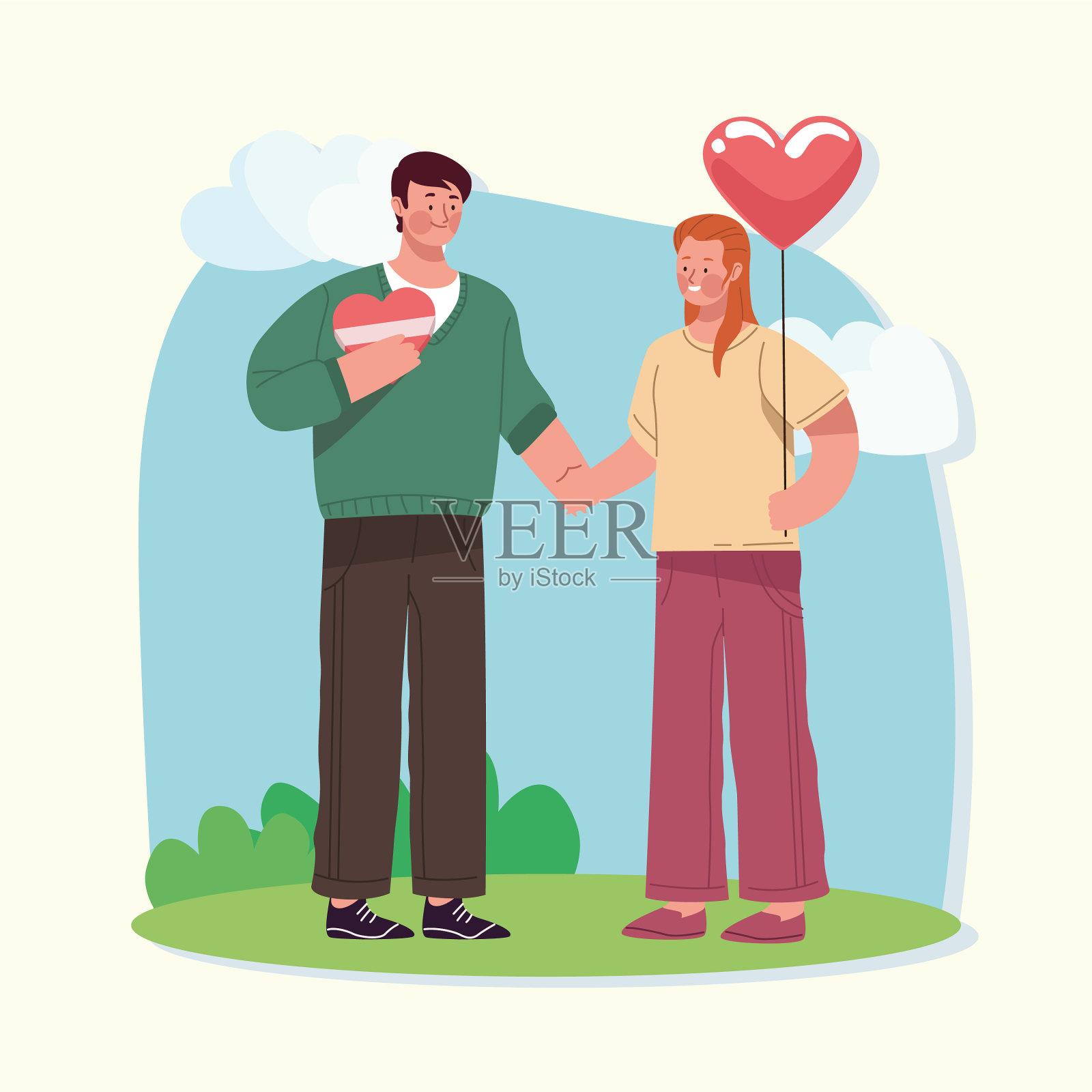 有情人有心插画图片素材