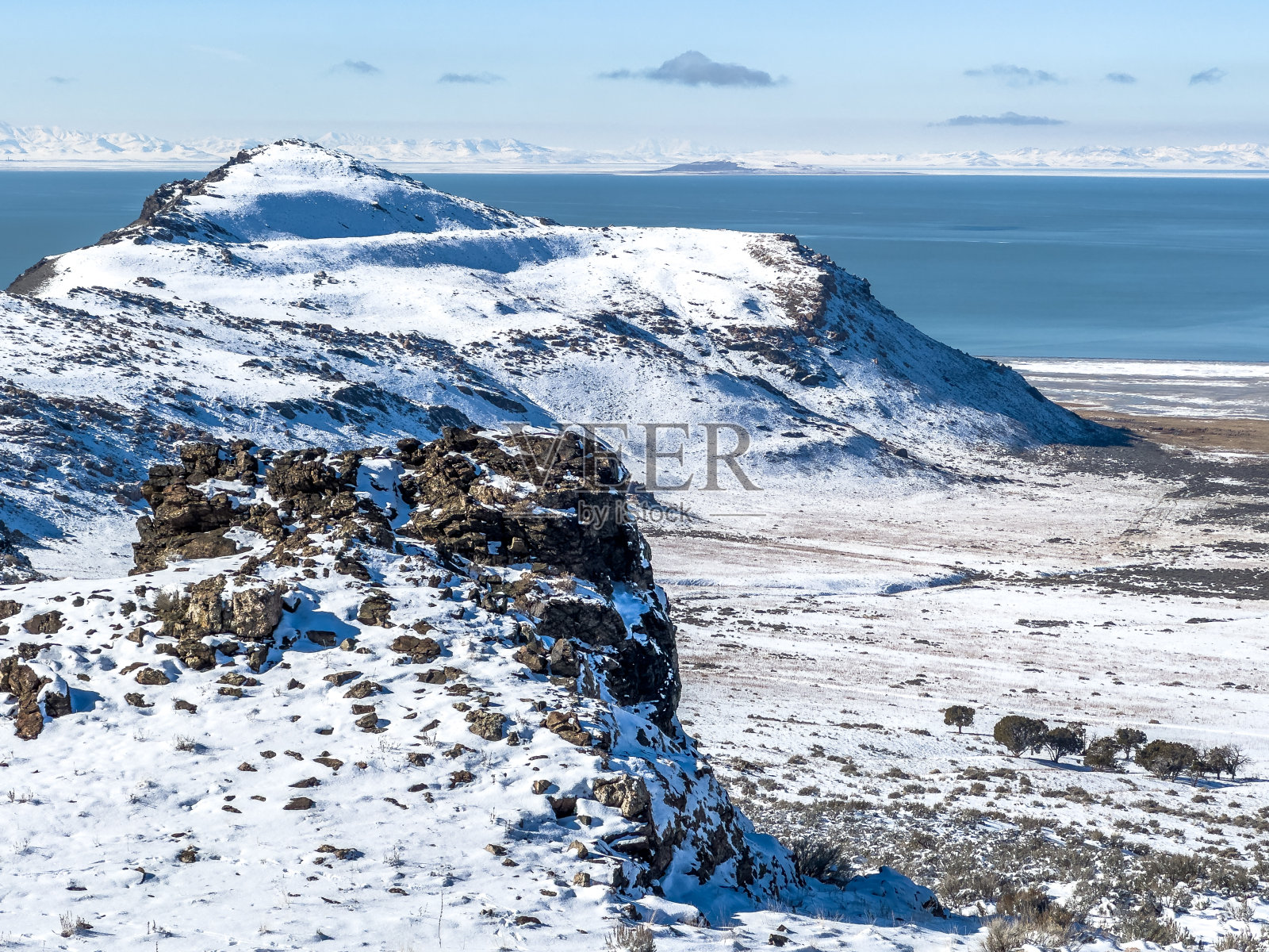 大盐湖羚羊岛公园冬季景观照片摄影图片