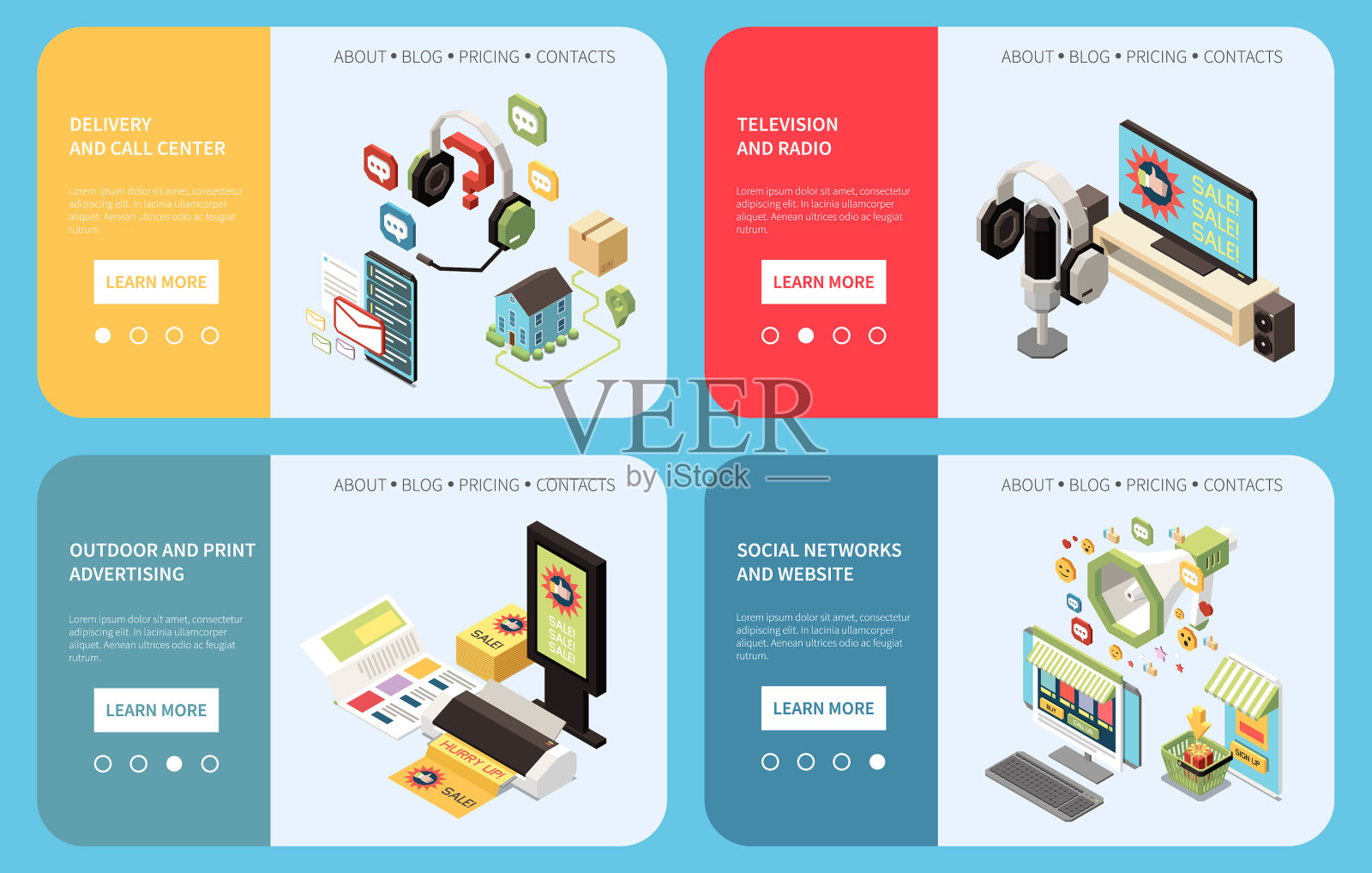 全渠道营销等距插画图片素材