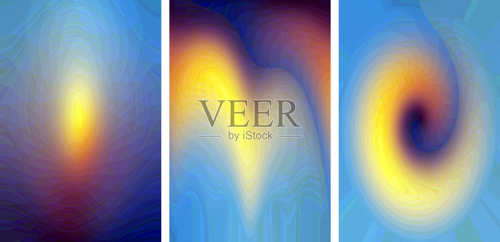 抽象的纹理背景，具有美丽流畅线条的迷幻图案，一组3个垂直图像，横幅。照片摄影图片