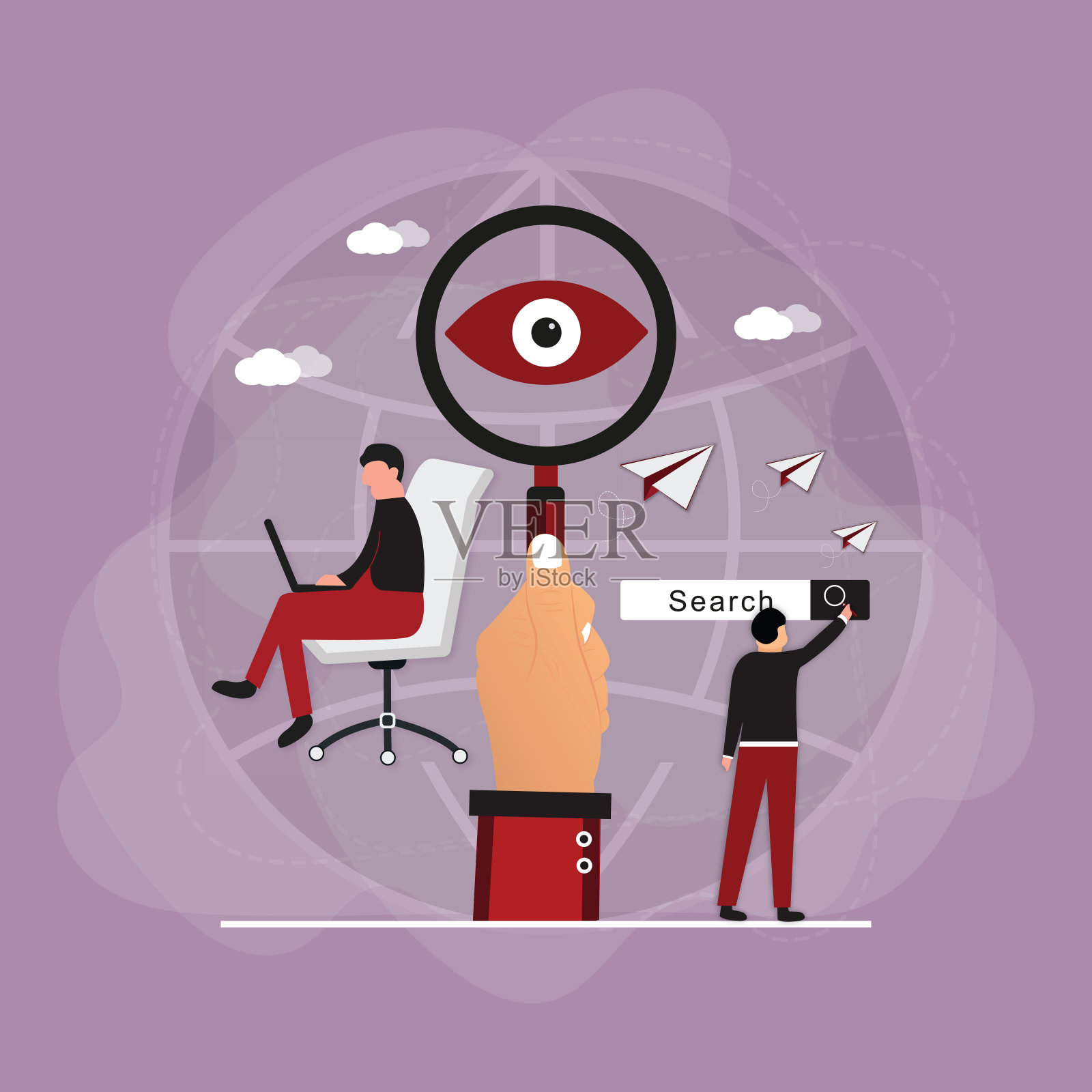 高瞻远瞩，放眼全球，放眼未来，寻找机遇插画图片素材