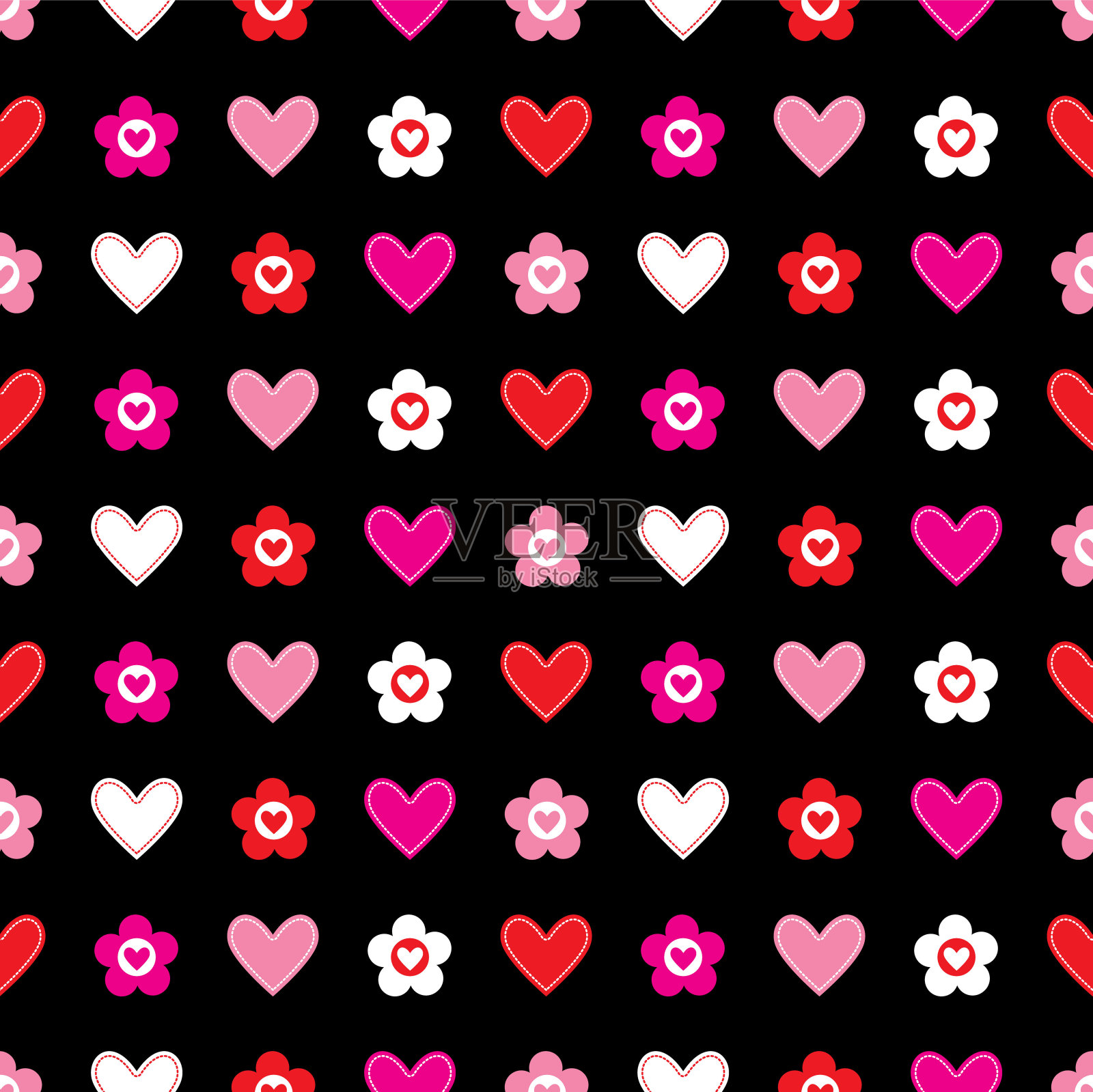 可爱的情人节无缝图案设计插画图片素材