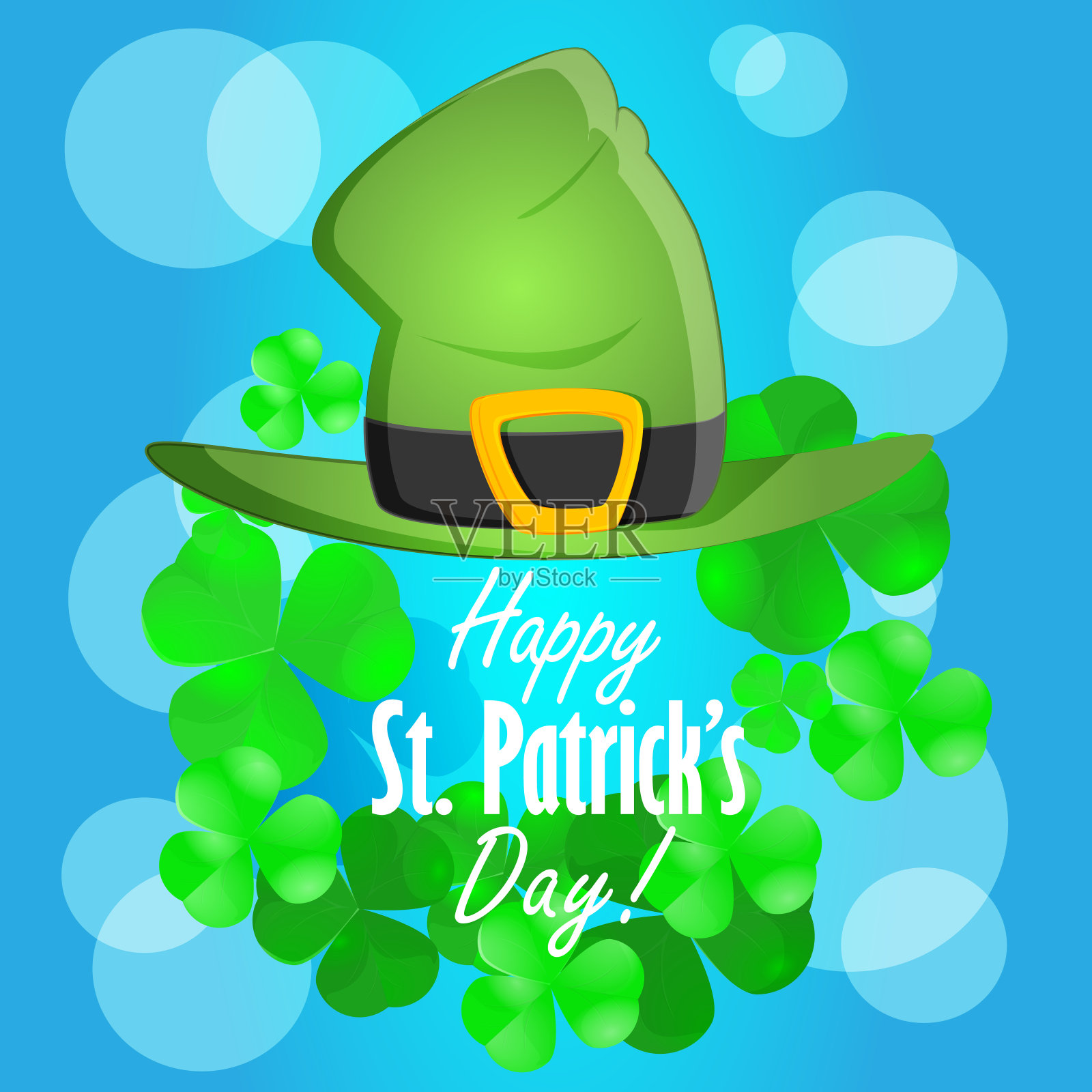 快乐的圣帕特里克形状的明信片插画图片素材