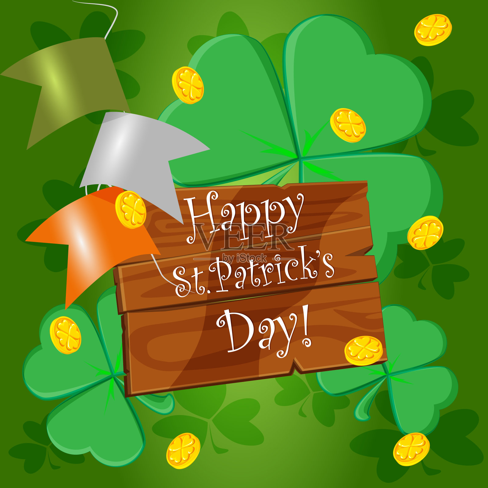 漂亮的三叶草圣帕特里克庆祝卡片插画图片素材