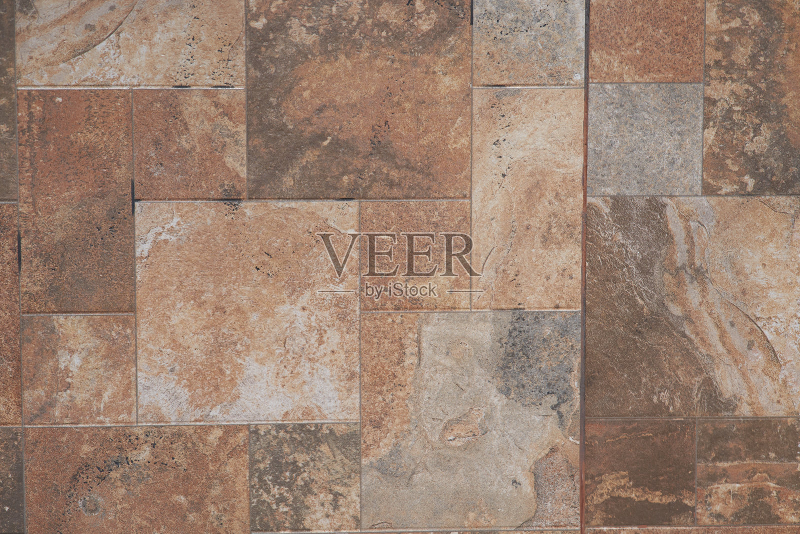 特写镜头的瓷砖与棕色肮脏的图案照片摄影图片