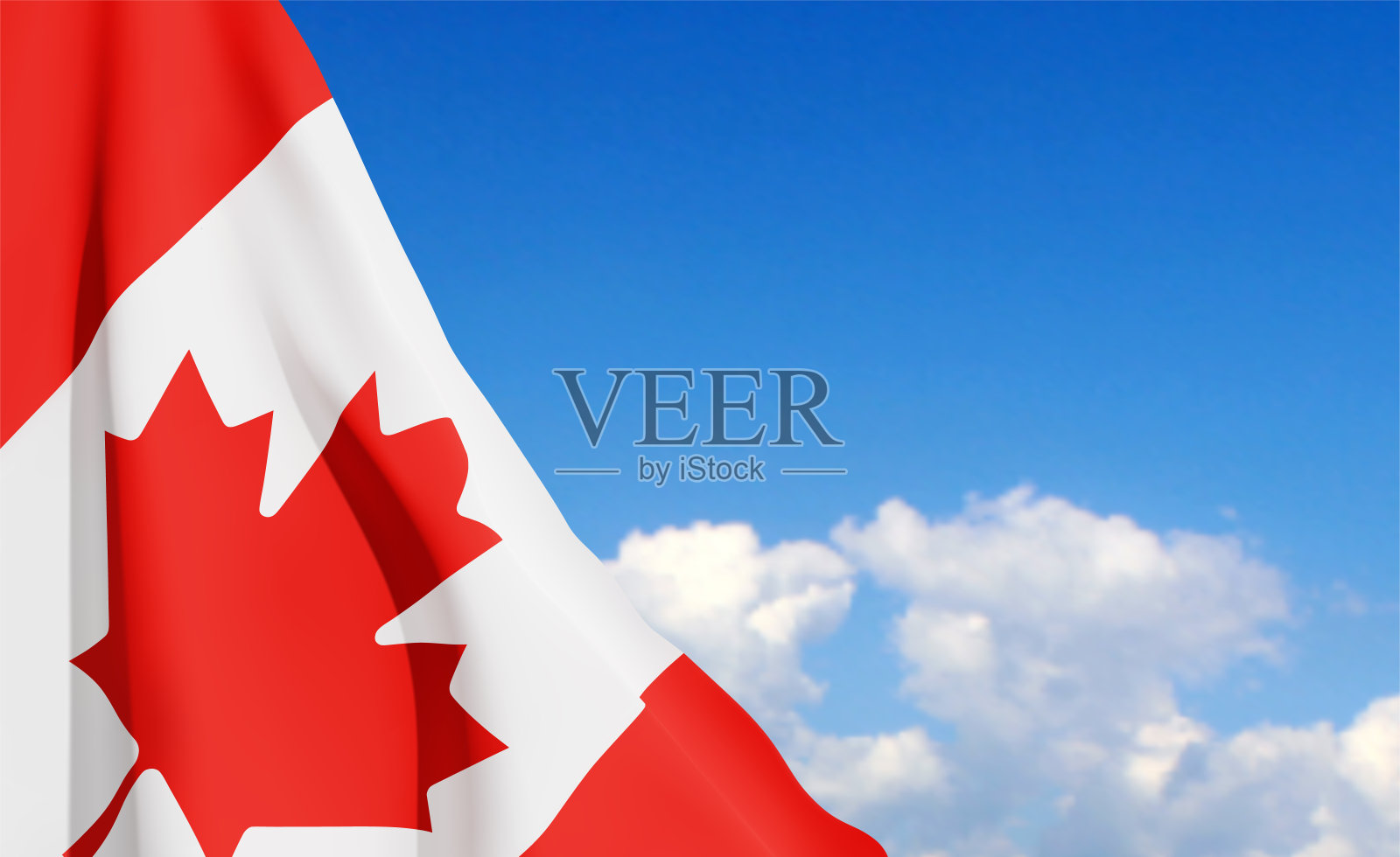 蓝天上的加拿大国旗插画图片素材