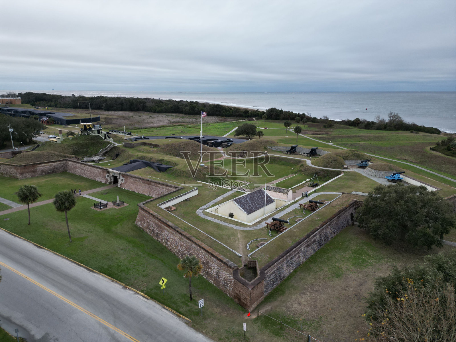 阿拉巴马州多芬岛摩根堡航拍照片摄影图片