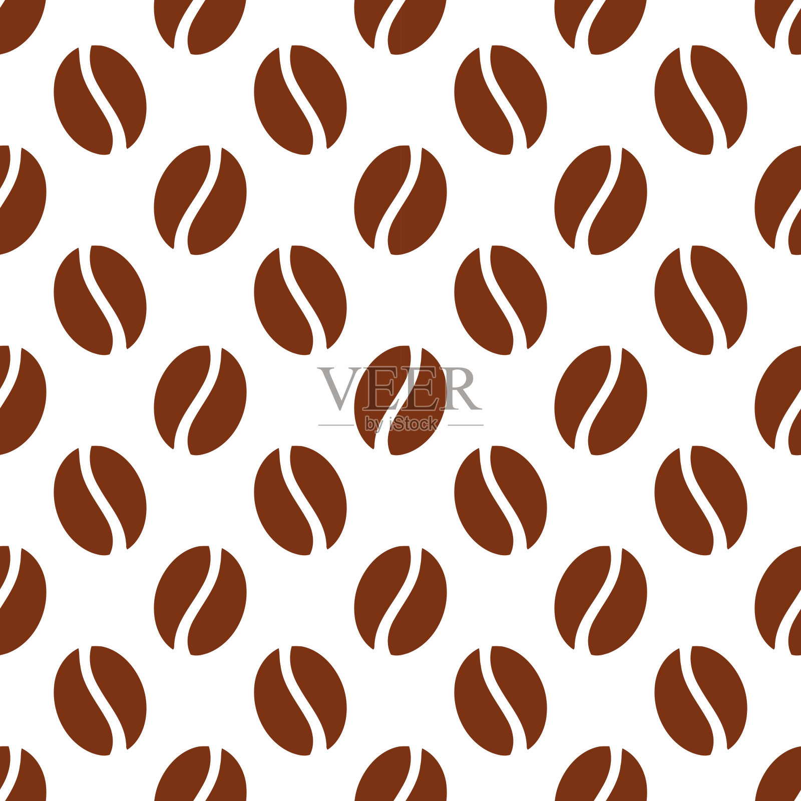 咖啡豆无缝壁纸图案棕色背景。矢量插图。插画图片素材