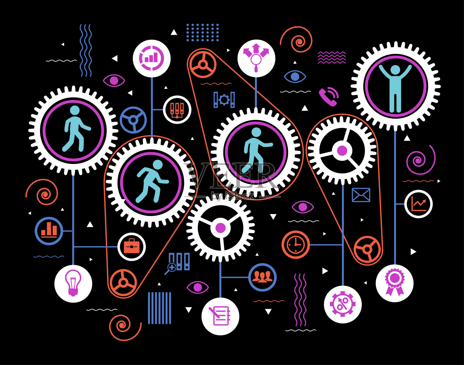 团队合作和成功的理念。现代商业理念。插画图片素材