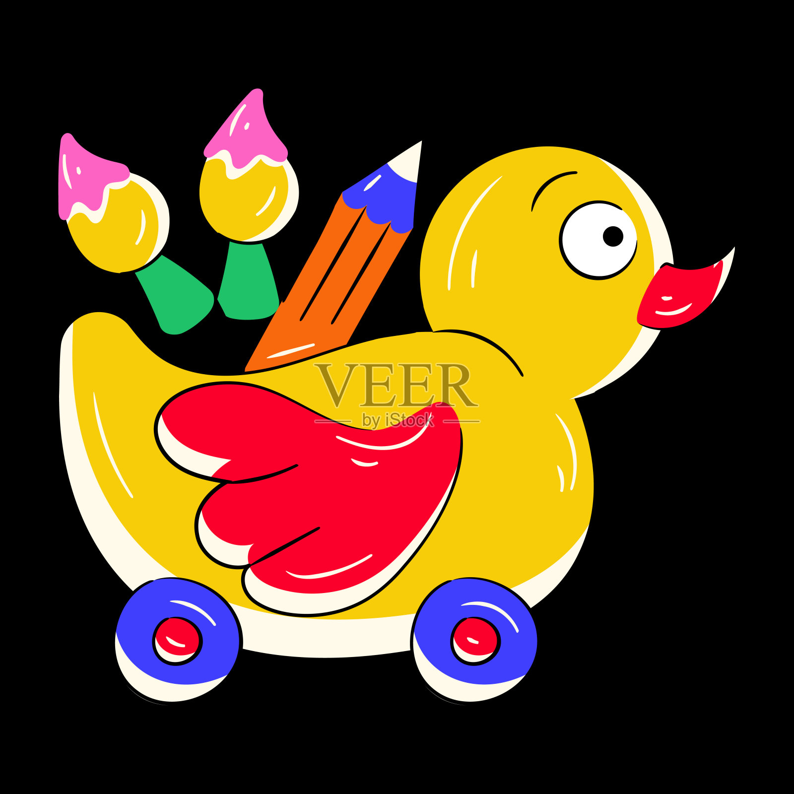 鸭子玩具插画图片素材