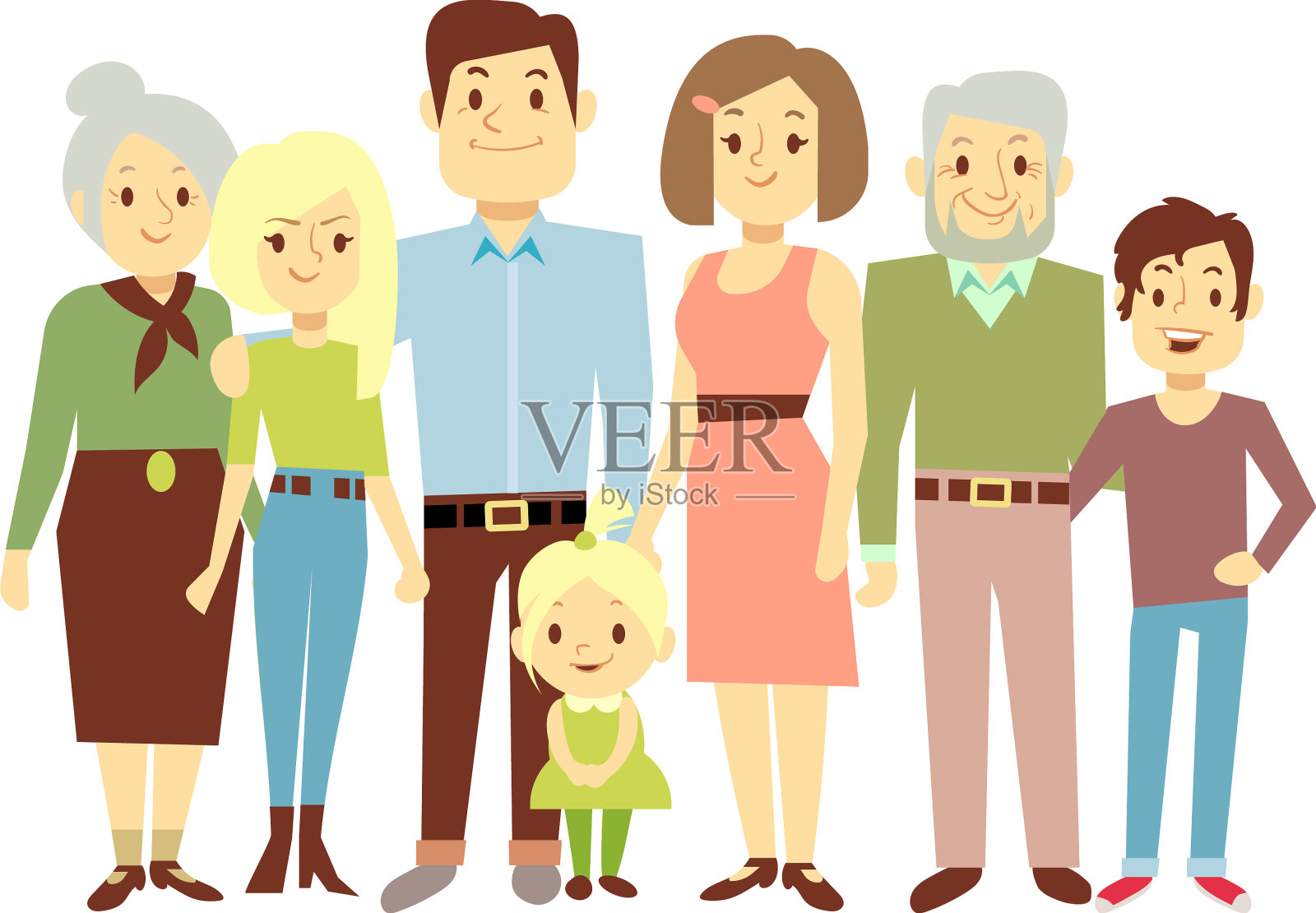幸福的全家福三代亲戚设计元素图片