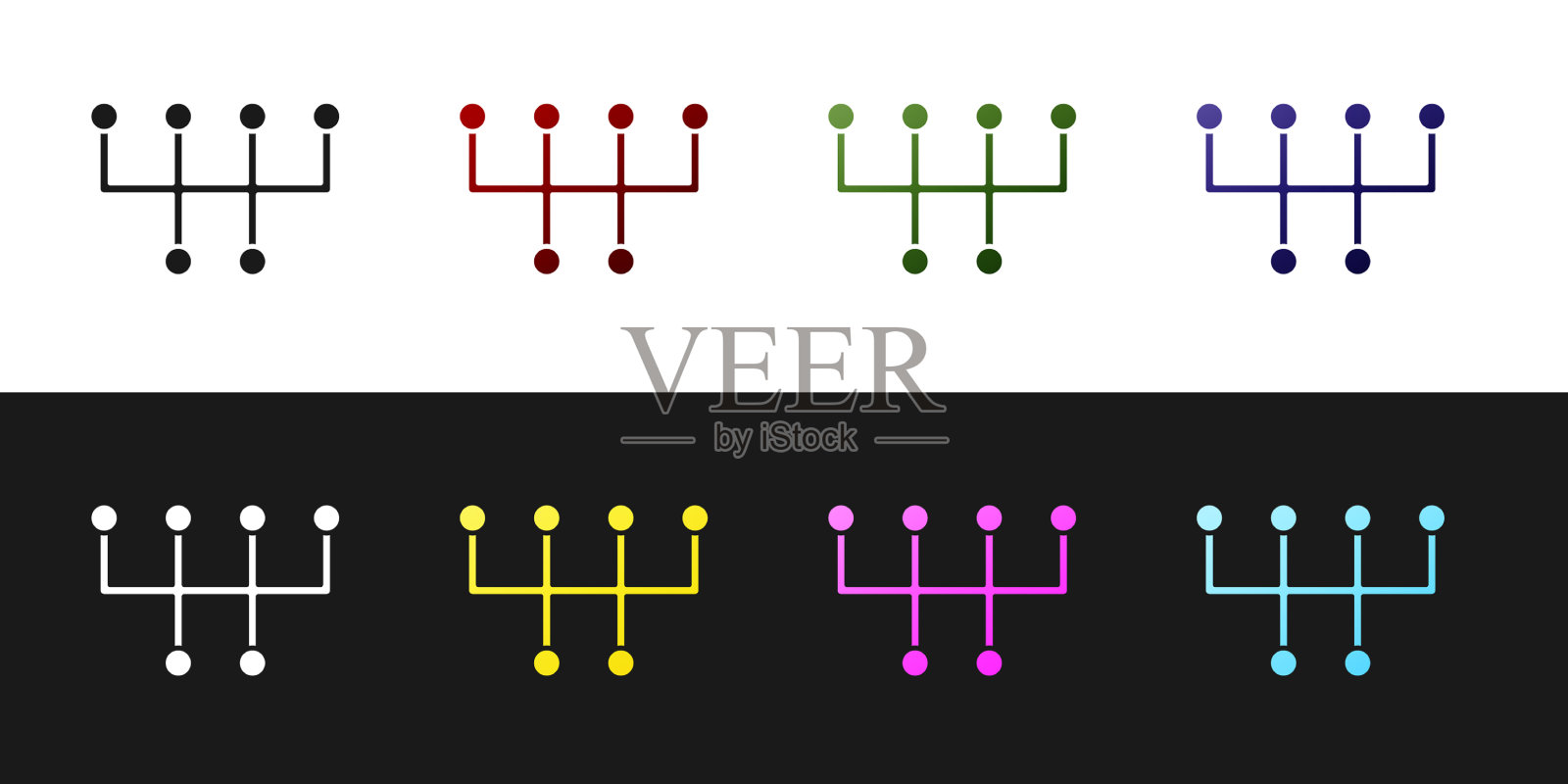 将换挡器图标隔离在黑色和白色图标素材
