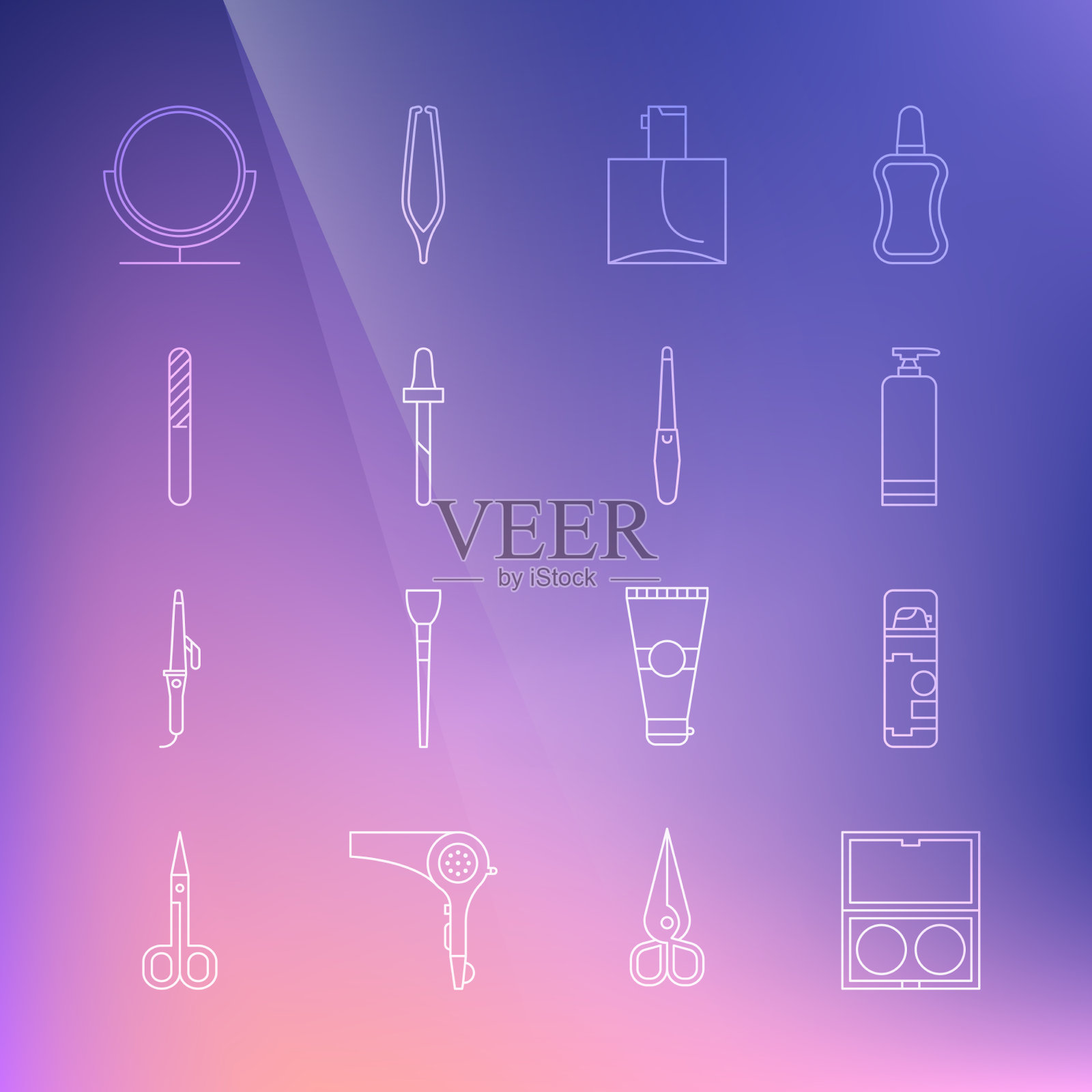 用镜面剃须胶涂抹线条化妆粉图标素材