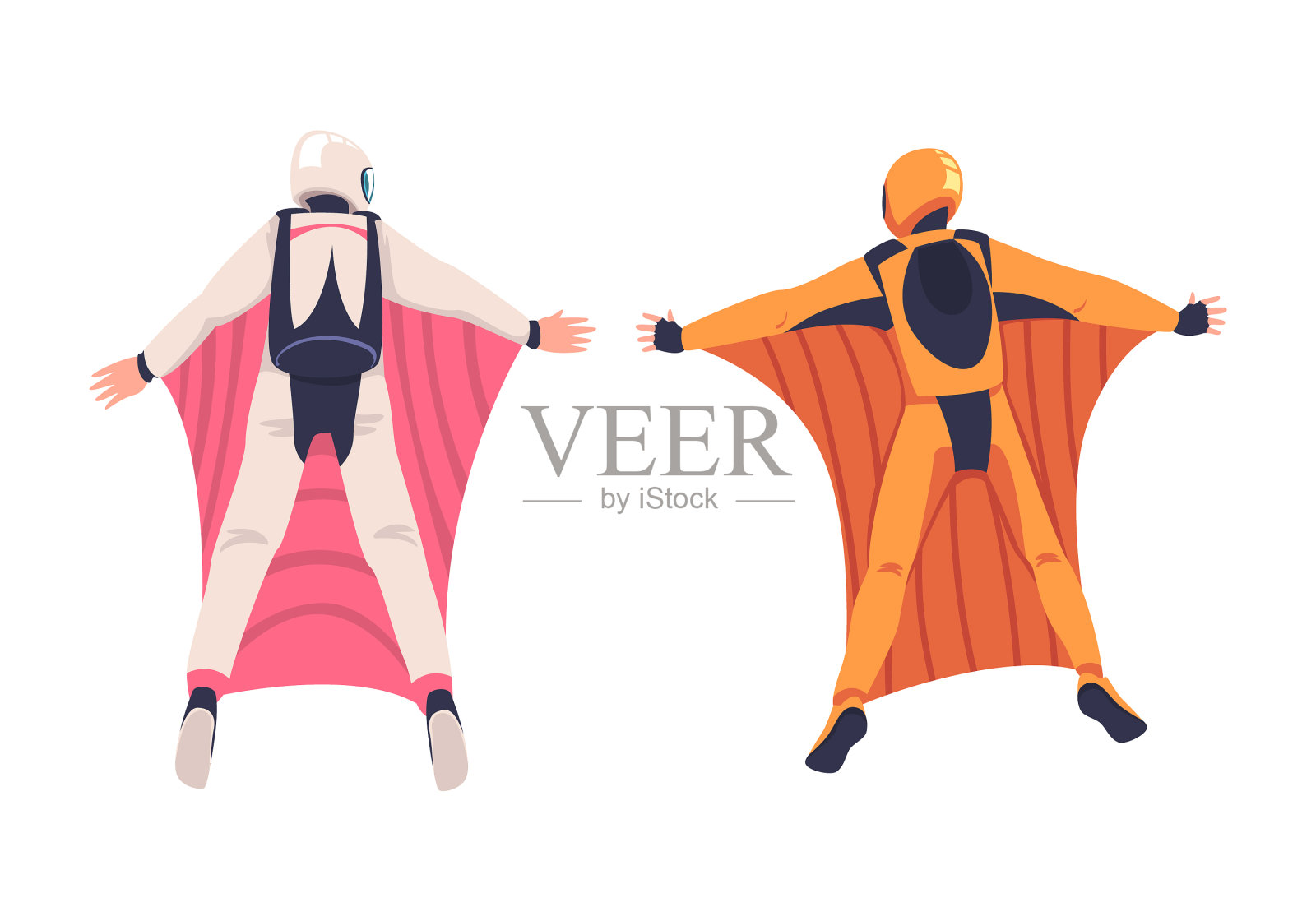 男子降落伞跳伞在翼装和自由设计元素图片