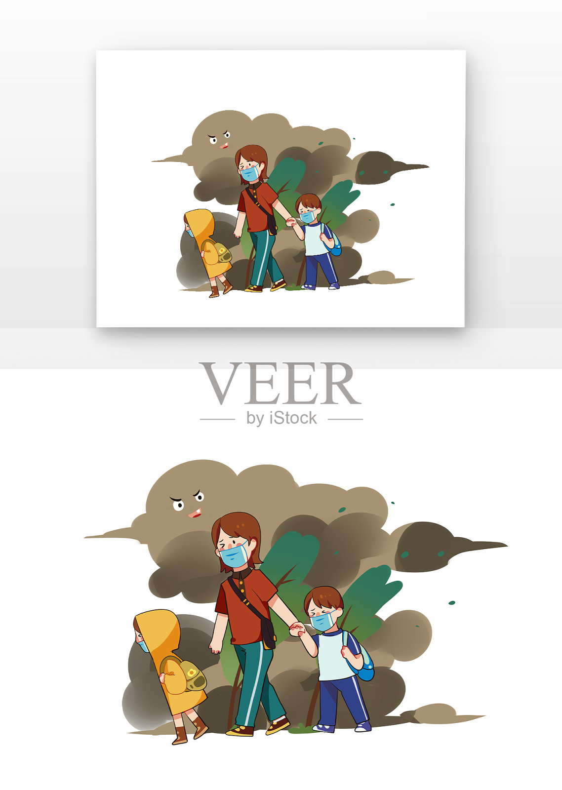 预防沙尘暴危害漫画设计元素图片