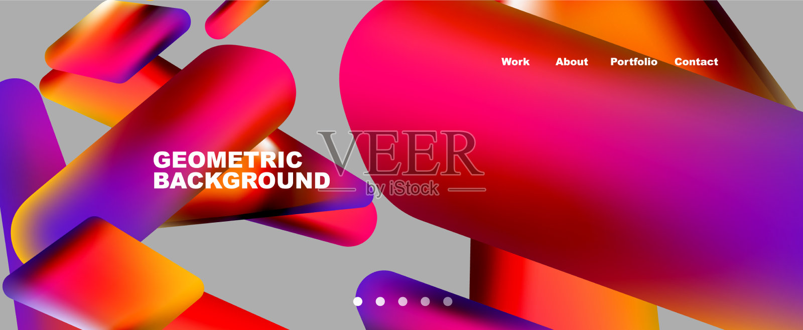 彩色几何背景登陆页面插画图片素材