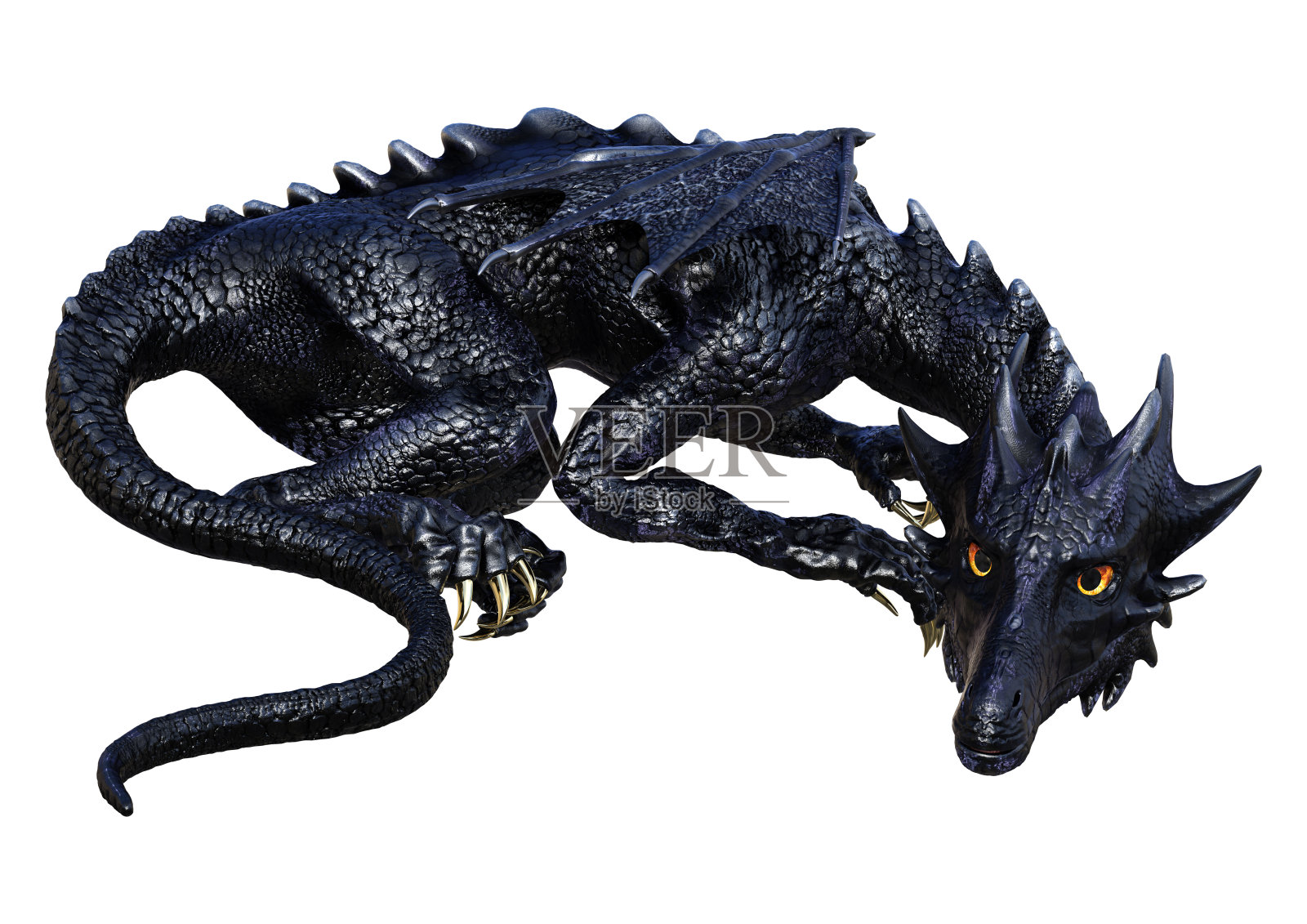 3D渲染童话故事龙白面照片摄影图片