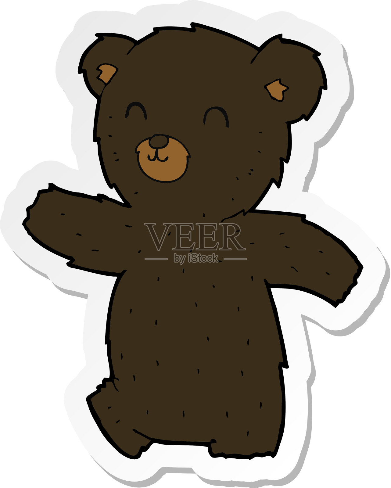 可爱的卡通黑熊贴纸设计元素图片