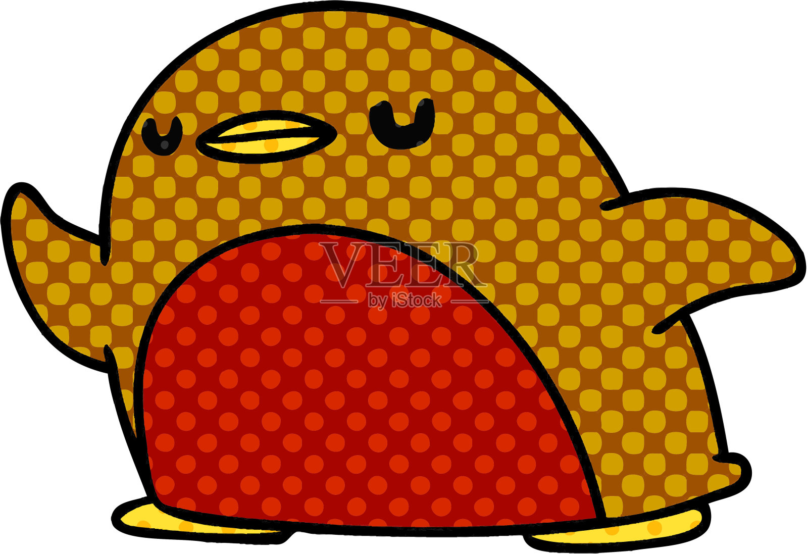 手绘卡通可爱的卡哇伊红知更鸟设计元素图片