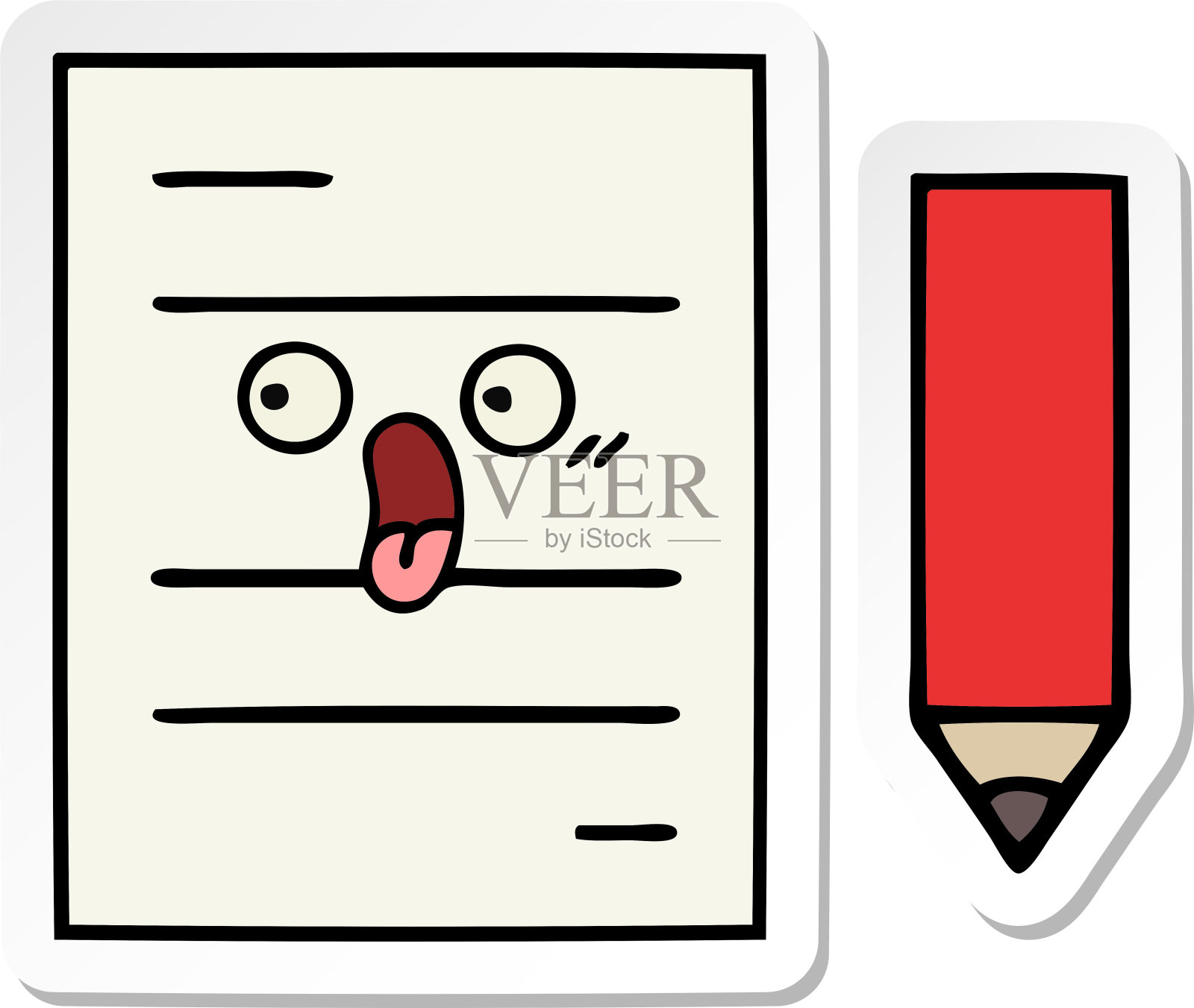 一张可爱的卡通试卷贴纸设计元素图片