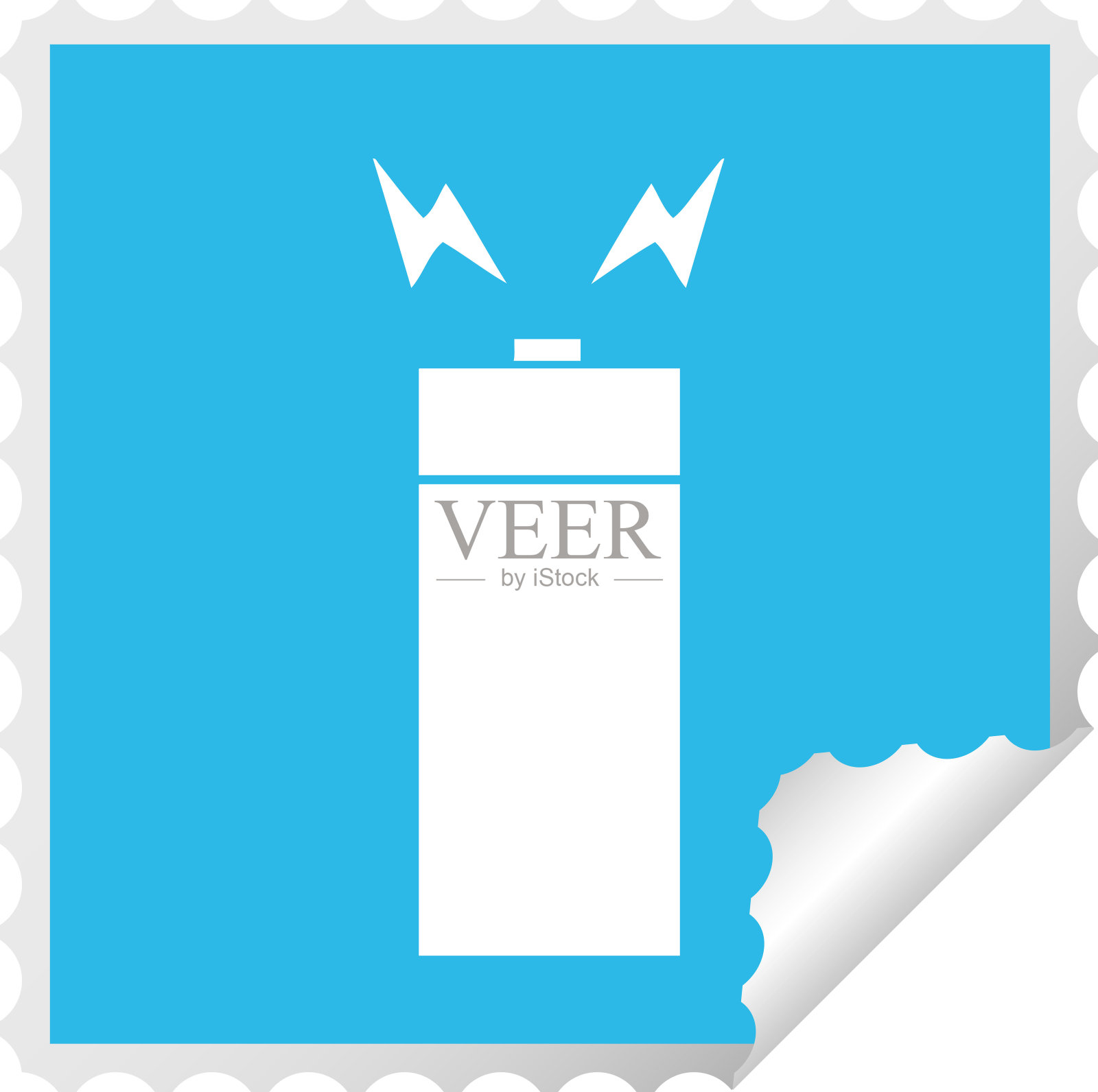 方形剥落贴纸卡通的旧电池插画图片素材