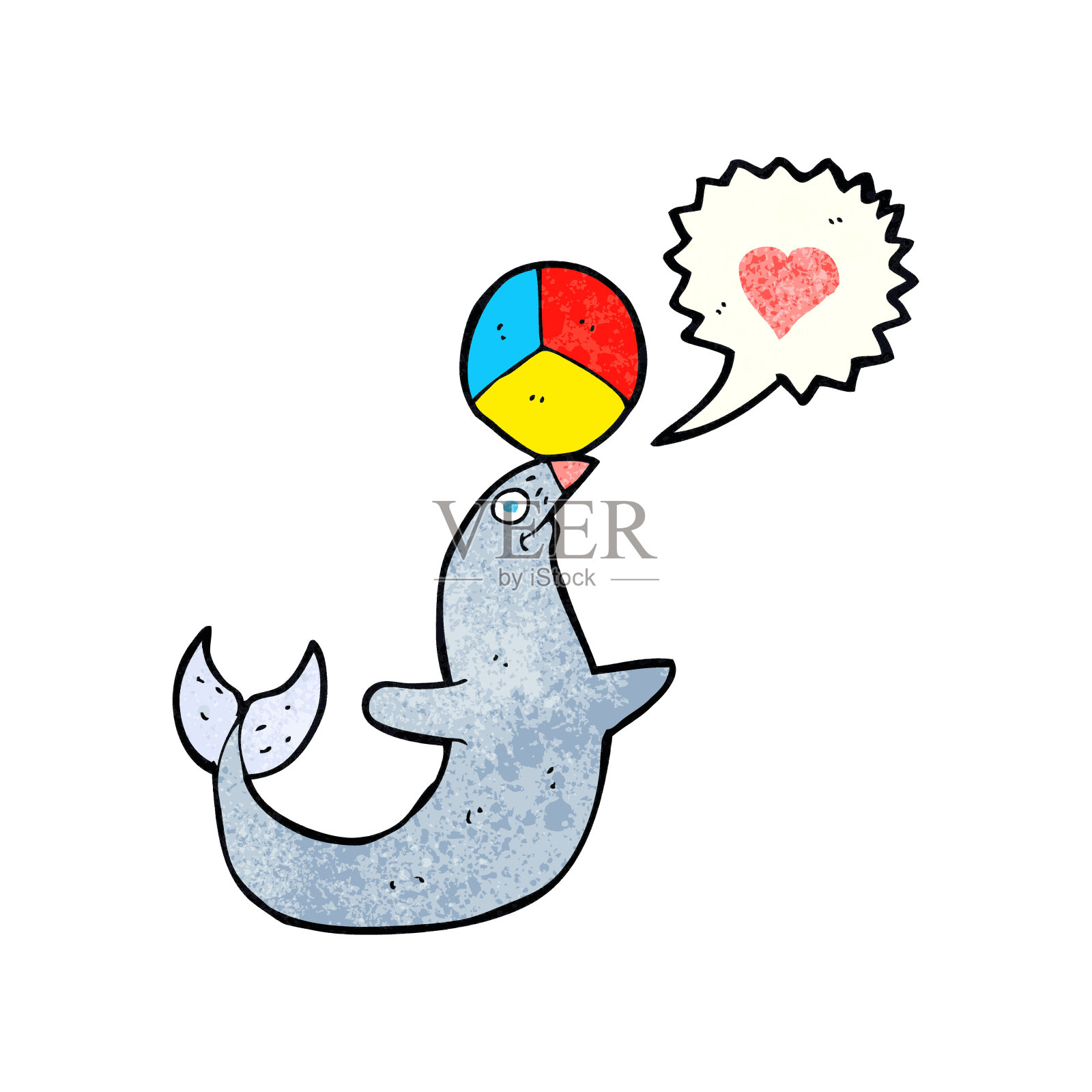 带球的卡通海豹设计元素图片