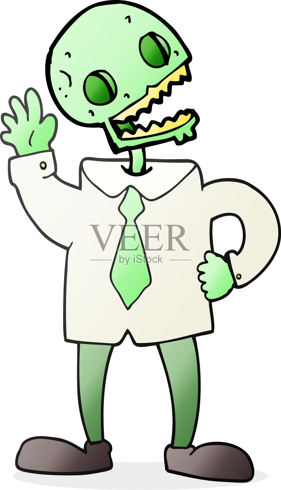 手绘的卡通僵尸商人插画图片素材