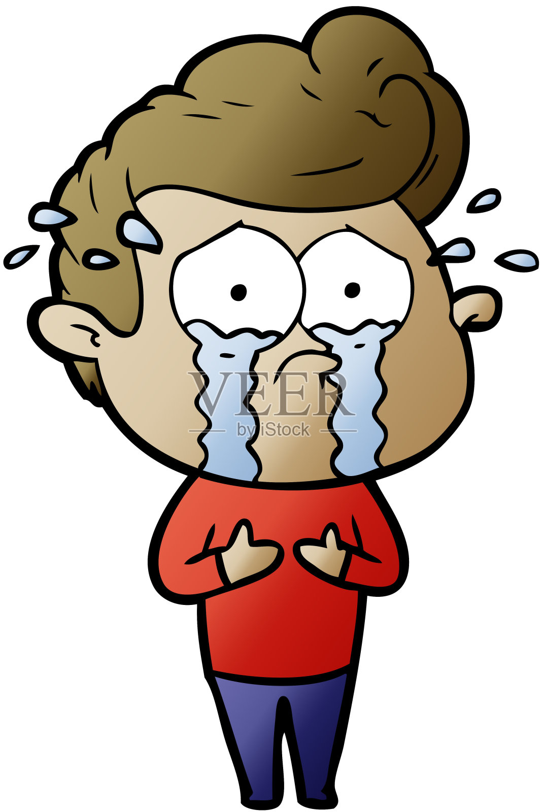 卡通哭泣男人设计元素图片