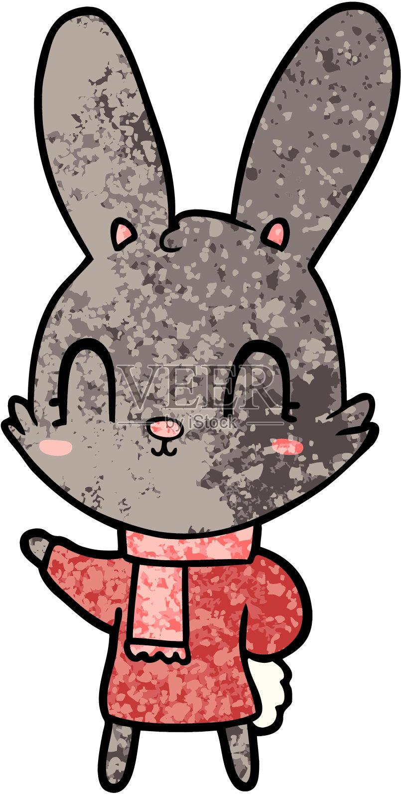 可爱的卡通兔子穿着衣服设计元素图片