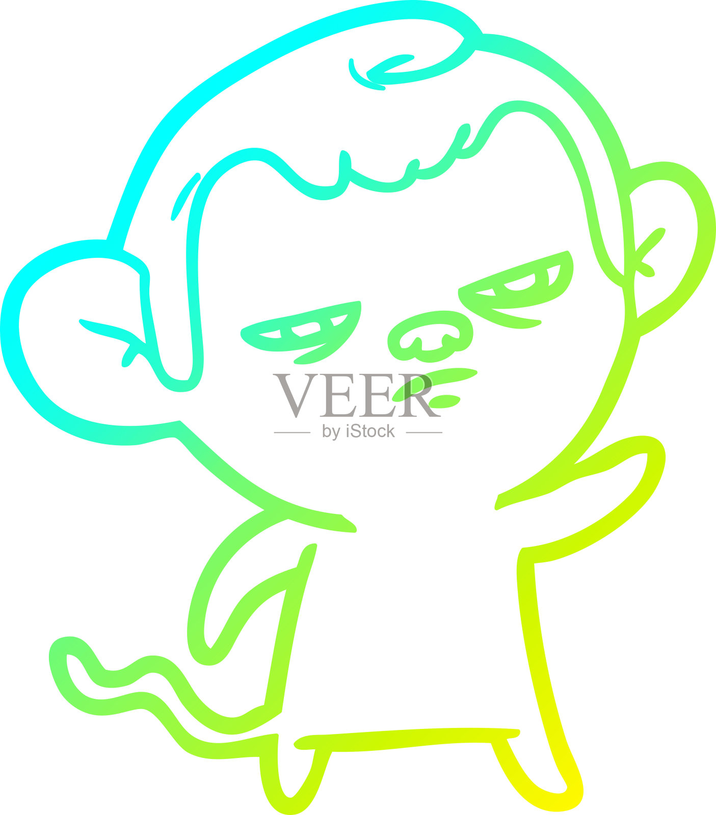 冷梯度线画卡通惹恼猴子设计元素图片