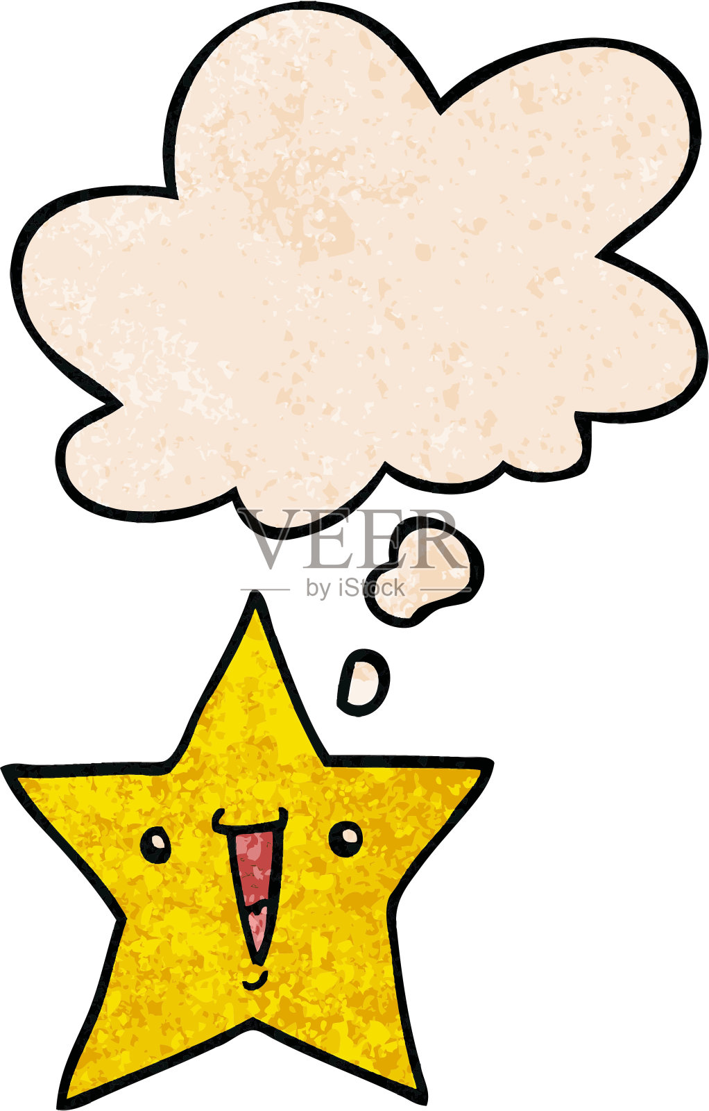 卡通明星与垃圾质感风格的思想泡泡设计元素图片