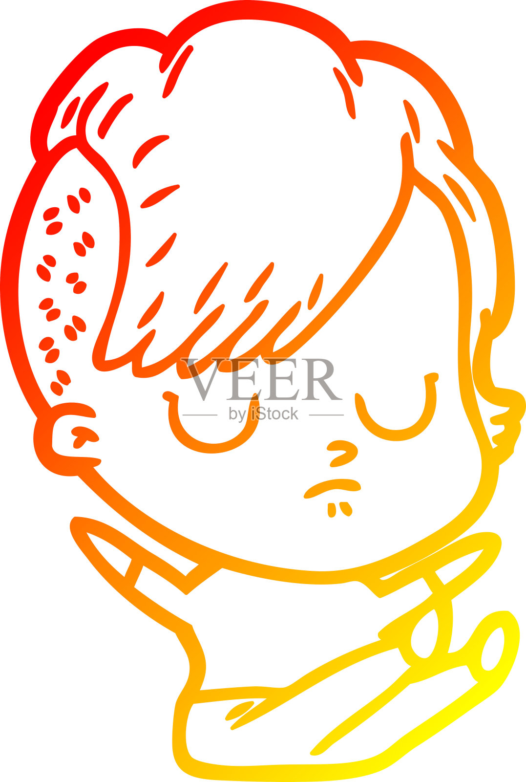 温暖的梯度线绘制的卡通女人设计元素图片