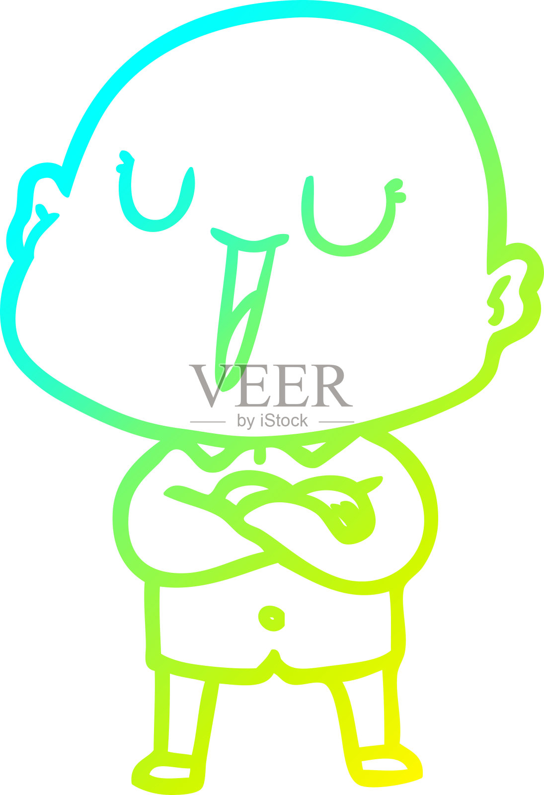 冷梯度线画一个快乐的卡通秃头人设计元素图片