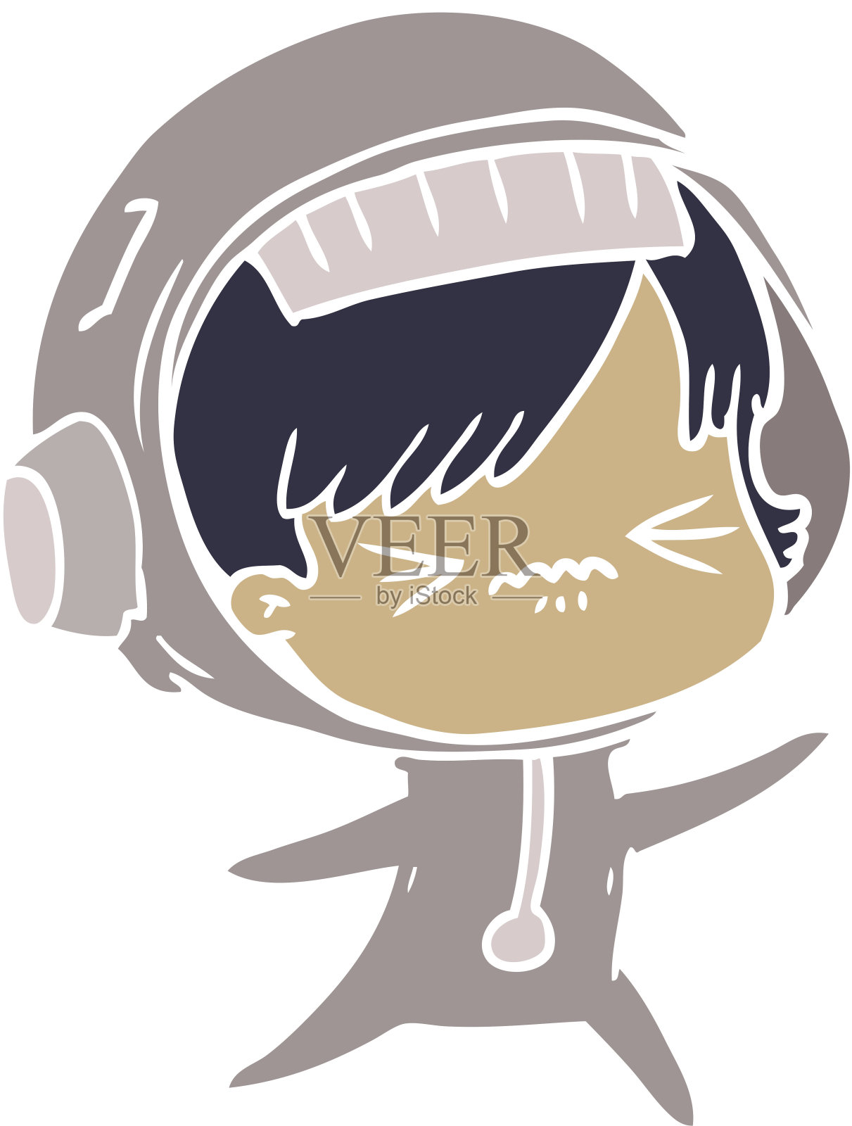 愤怒的平面色彩风格卡通空间女孩设计元素图片